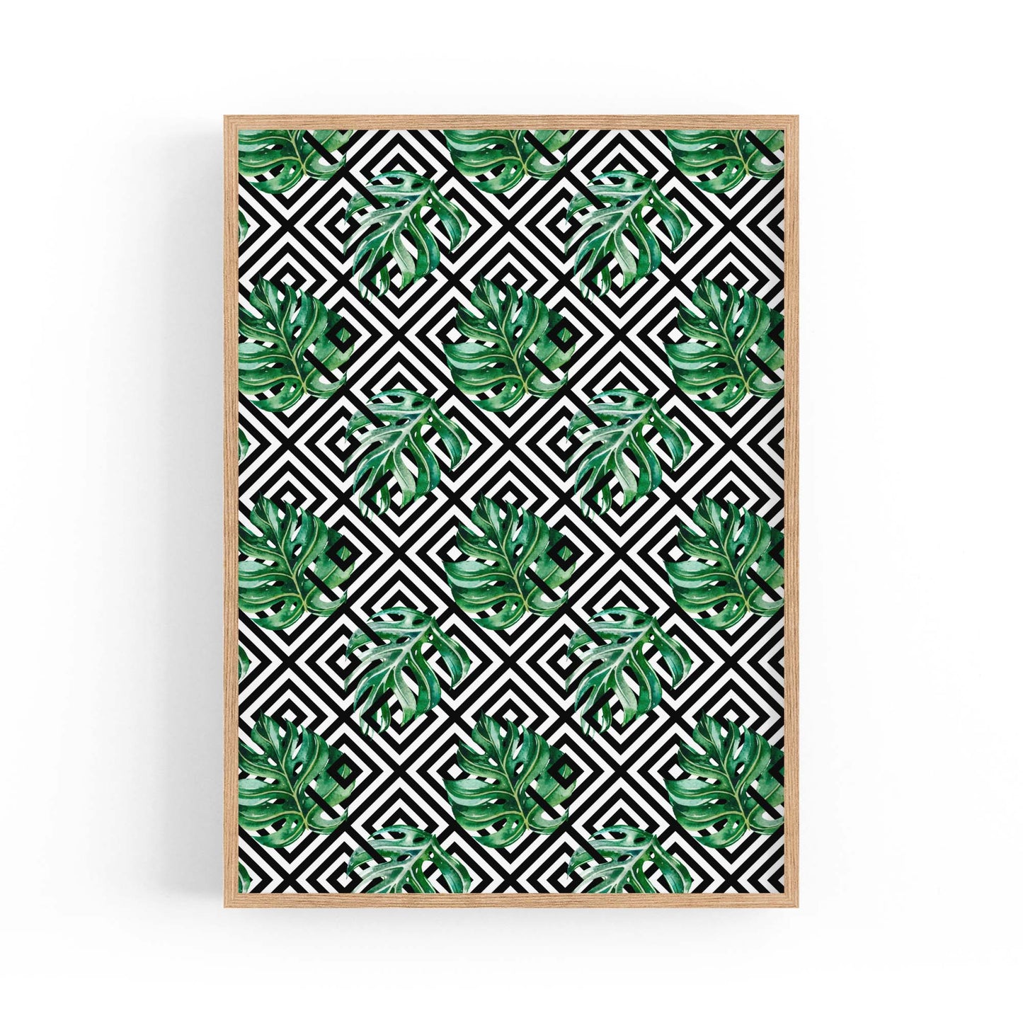 Green Leaves Geometric Nature Wall Art #3 - The Affordable Art Company