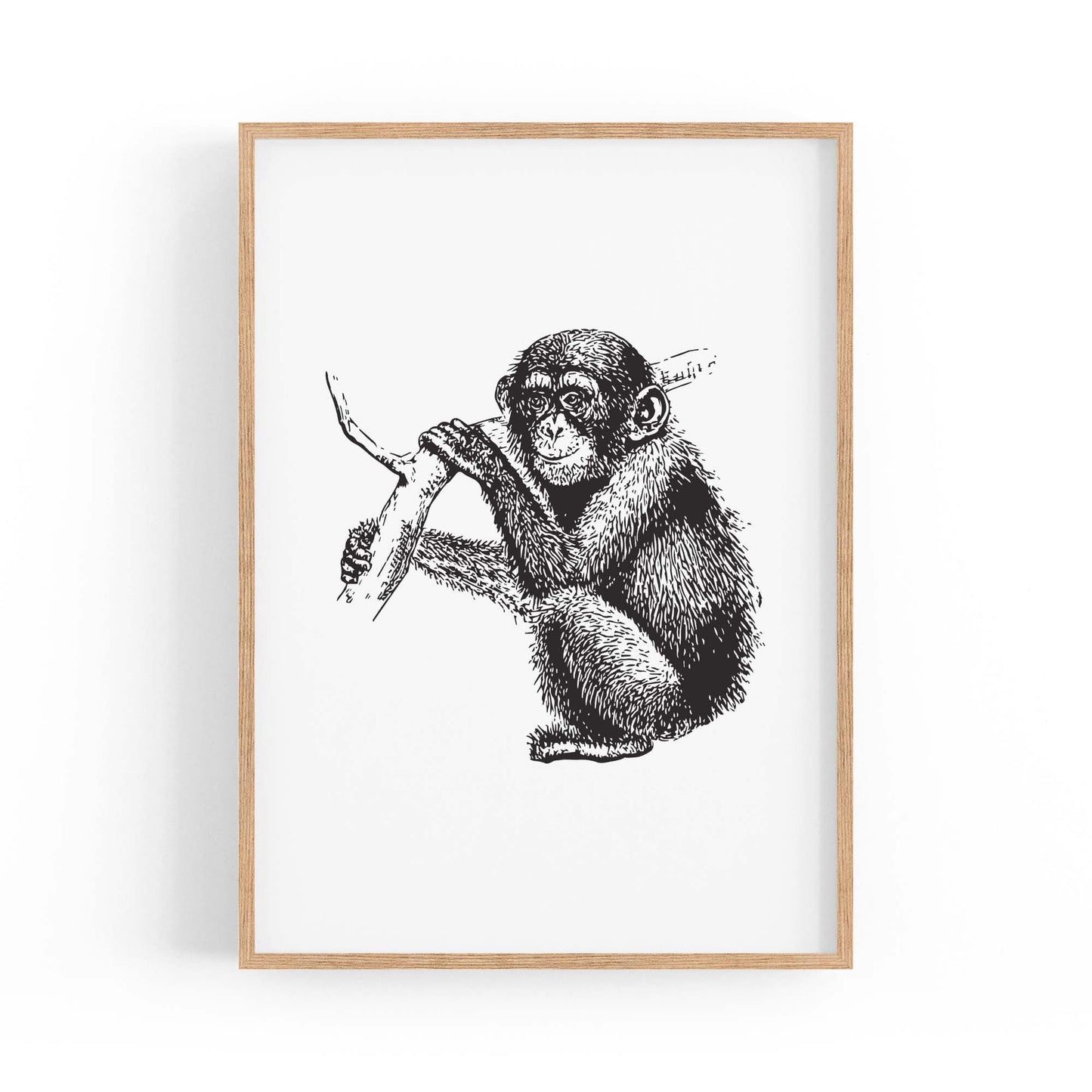 Monkey Baby Drawing Animal Jungle Wall Art - The Affordable Art Company