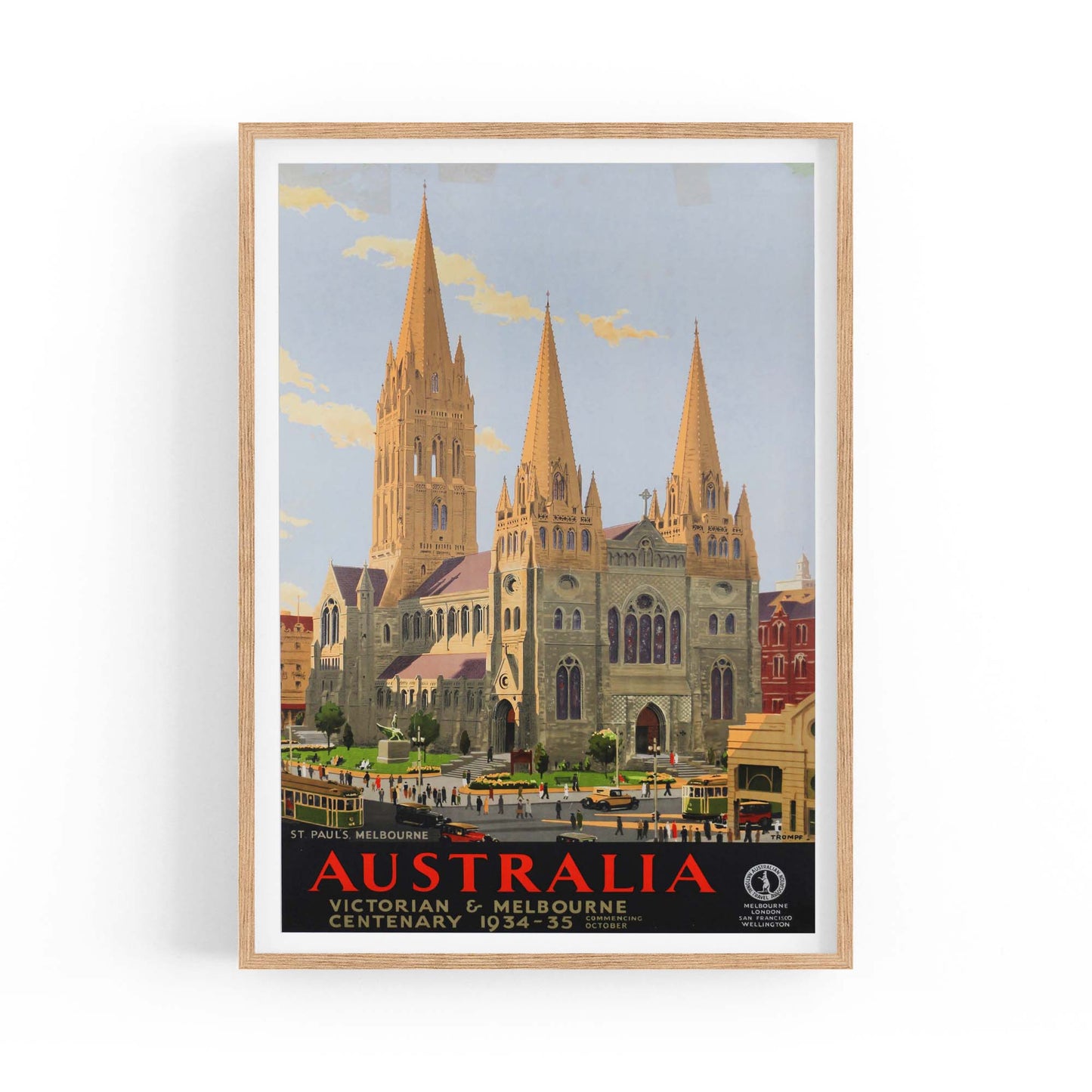 Vintage St Paul's Cathedral Melbourne Advert Art - The Affordable Art Company