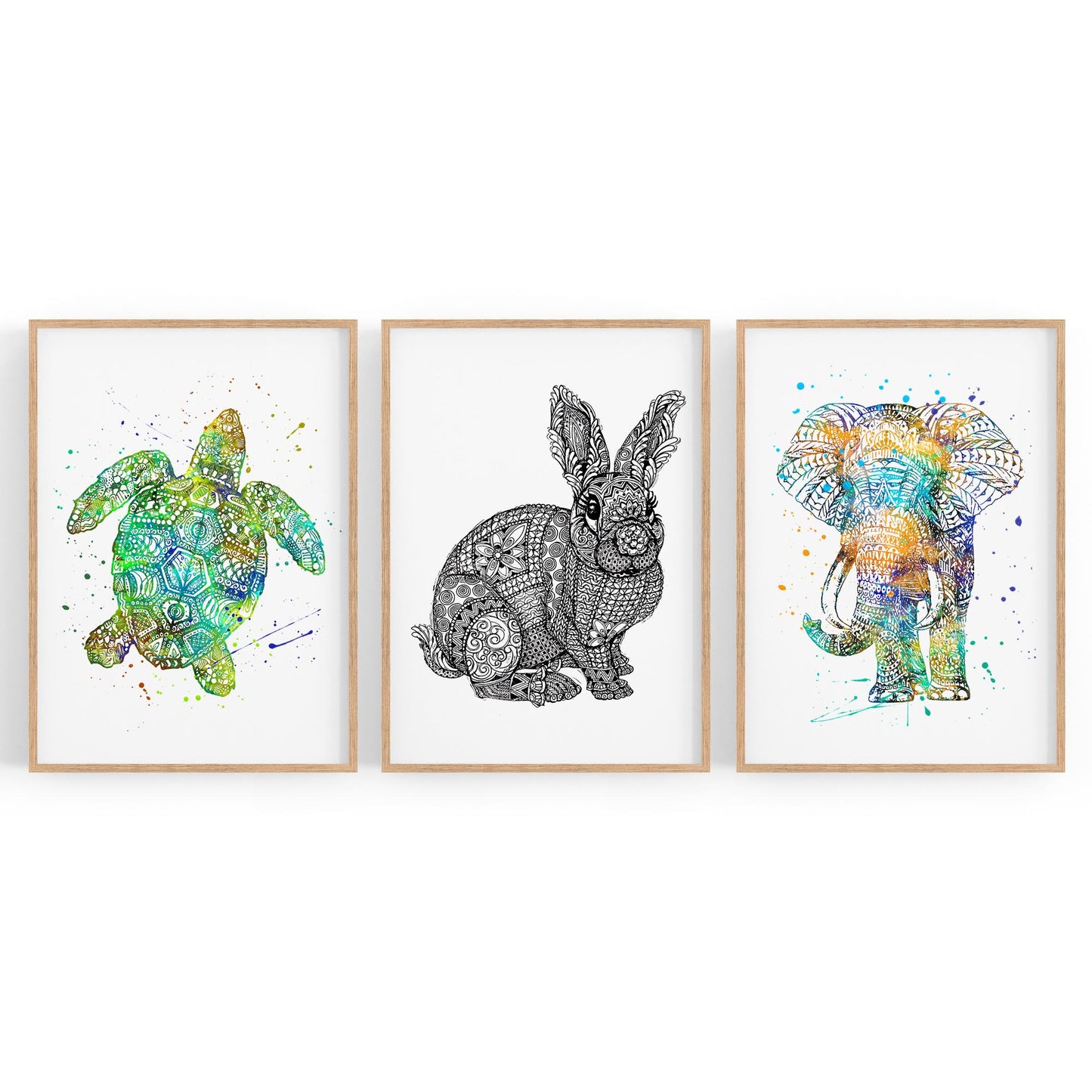Set of Animal Mandala Pattern Abstract Wall Art #2 - The Affordable Art Company