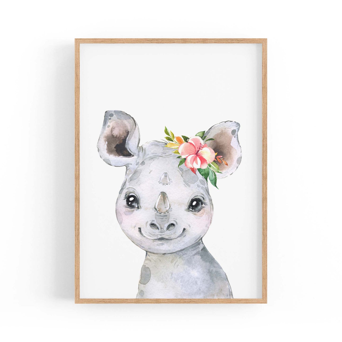 Cute Baby Rhino Nursery Animal Gift Wall Art - The Affordable Art Company