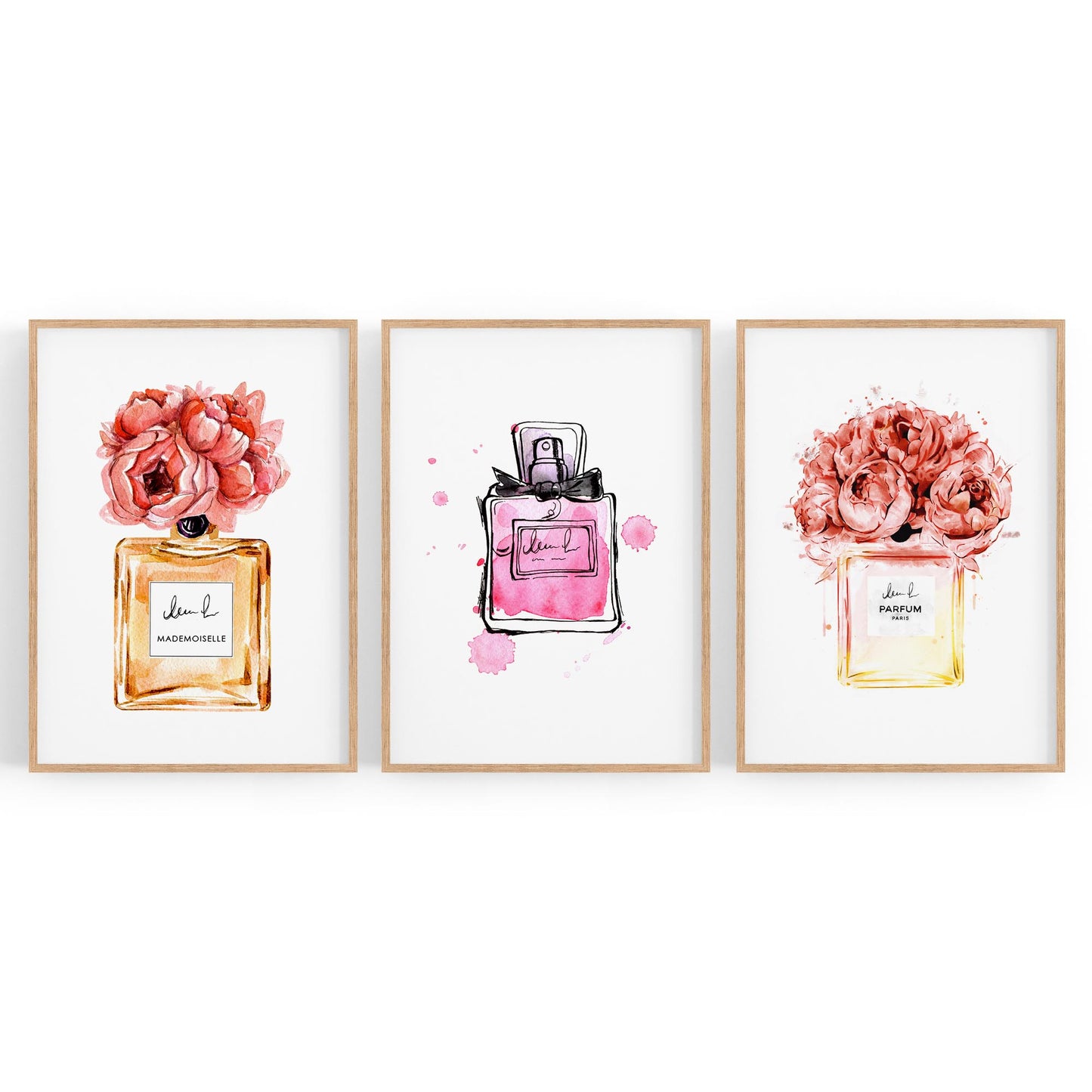 Set of Perfume Bottle Fashion Bedroom Wall Art #3 - The Affordable Art Company