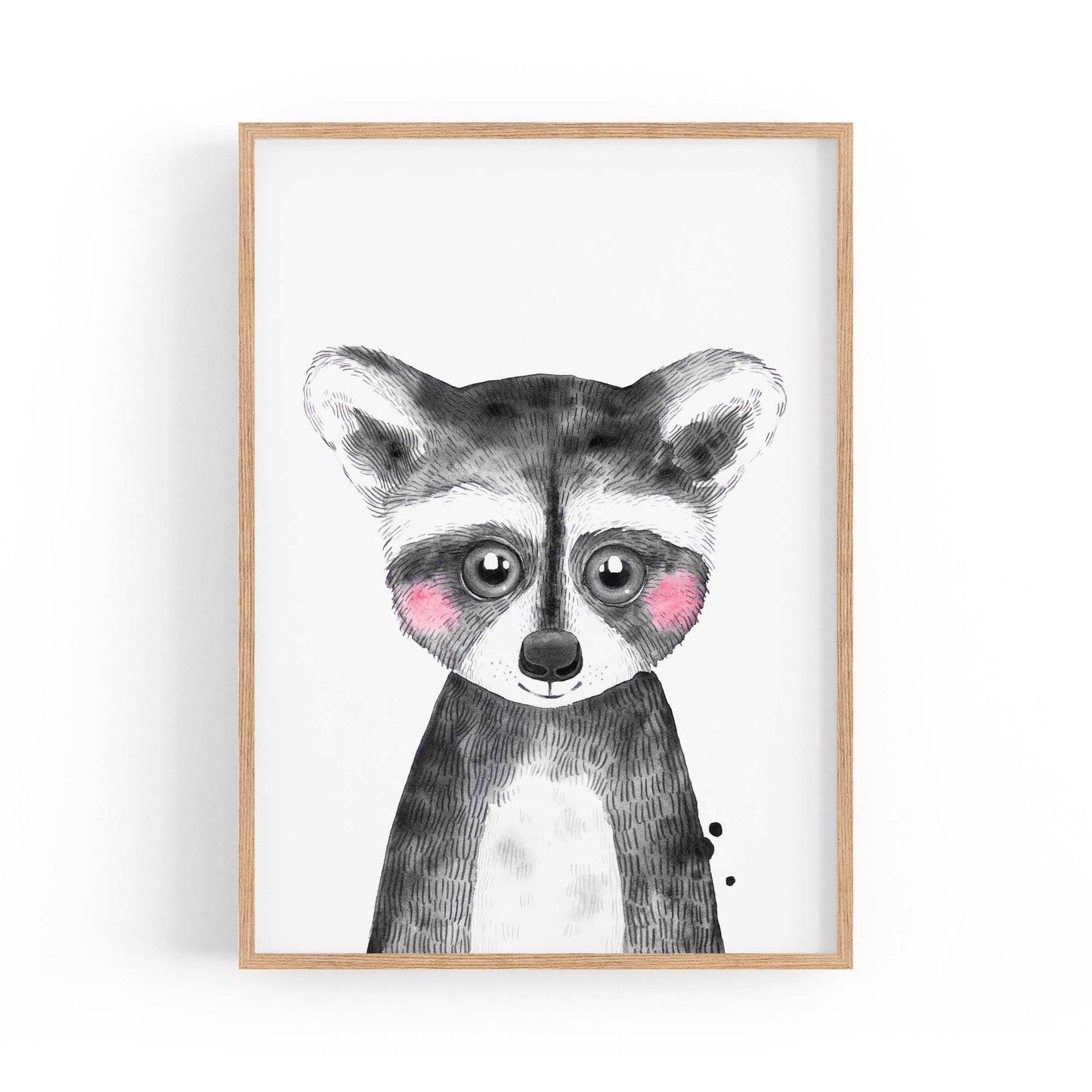 Cute Blushing Baby Raccoon Nursery Animal Wall Art - The Affordable Art Company