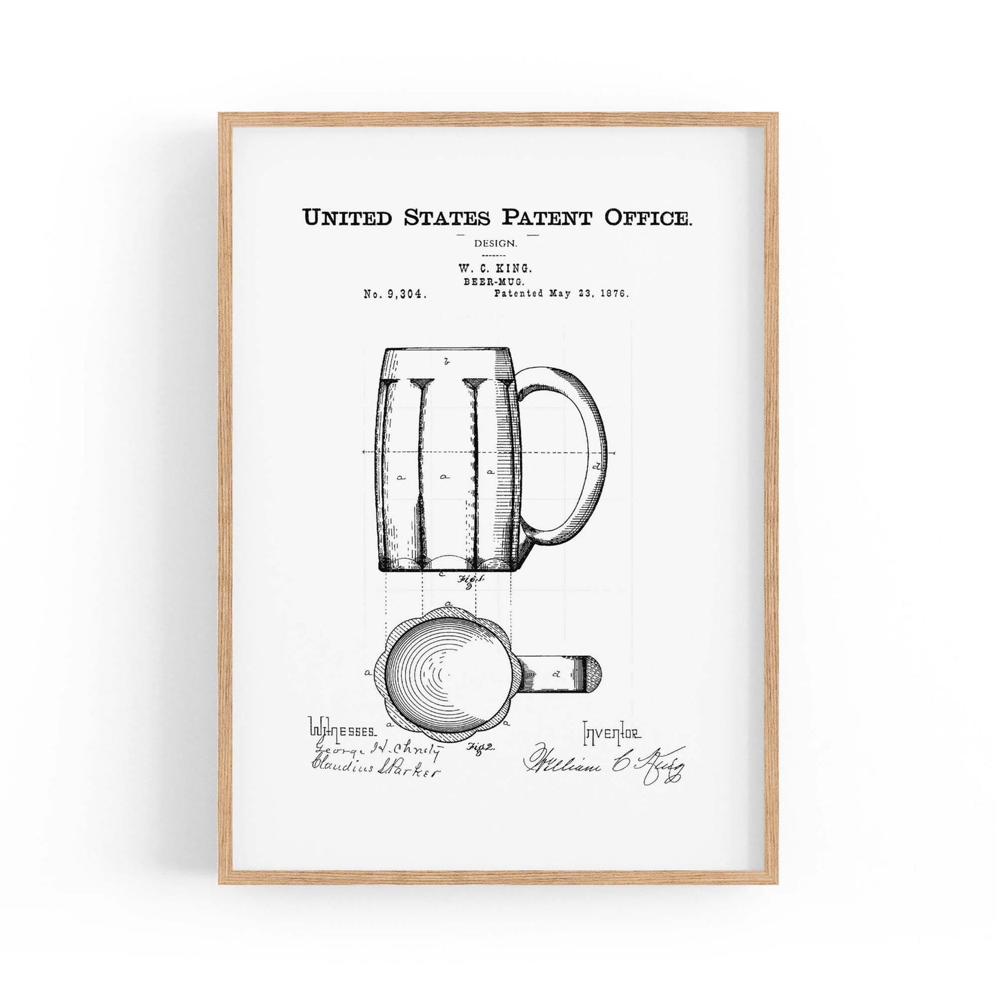 Vintage Beer Mug Patent Man Cave Gift Wall Art #2 - The Affordable Art Company