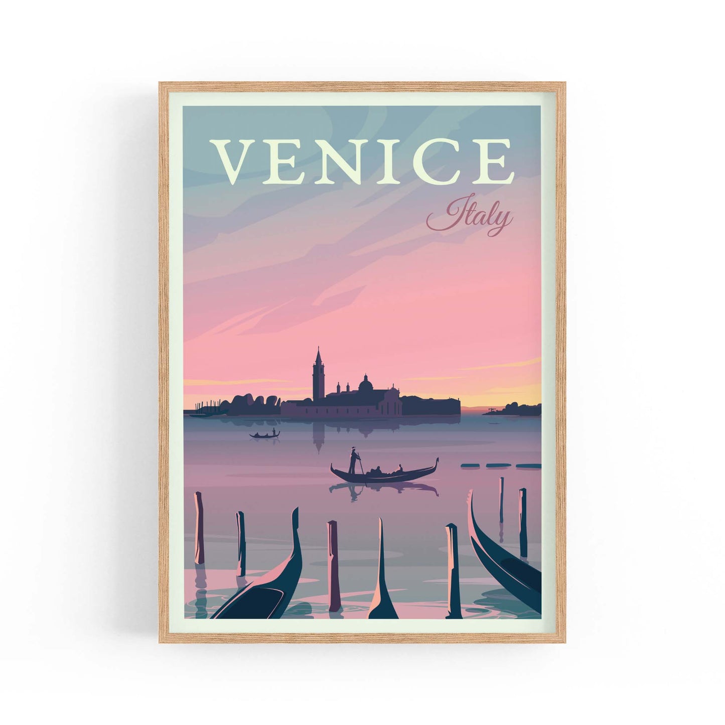 Retro Venice Italy Vintage Travel European Wall Art - The Affordable Art Company