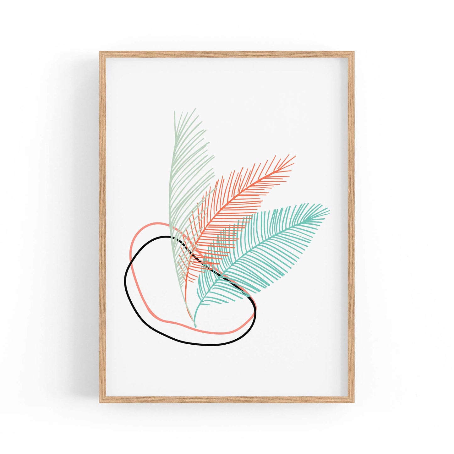 Minimal Feather Neon Abstract Design Wall Art #1 - The Affordable Art Company