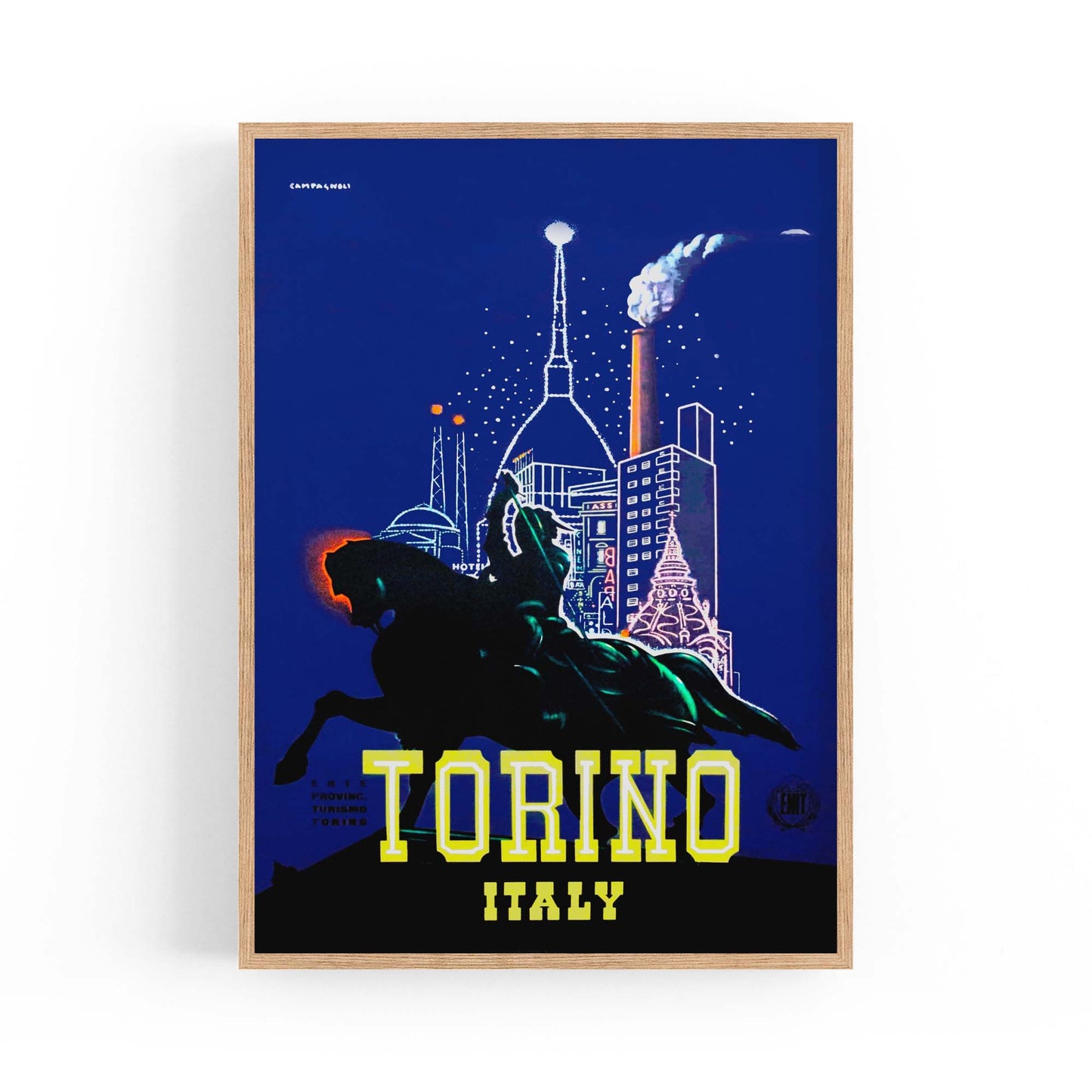 Torino Italy Vintage Travel Advert Wall Art - The Affordable Art Company