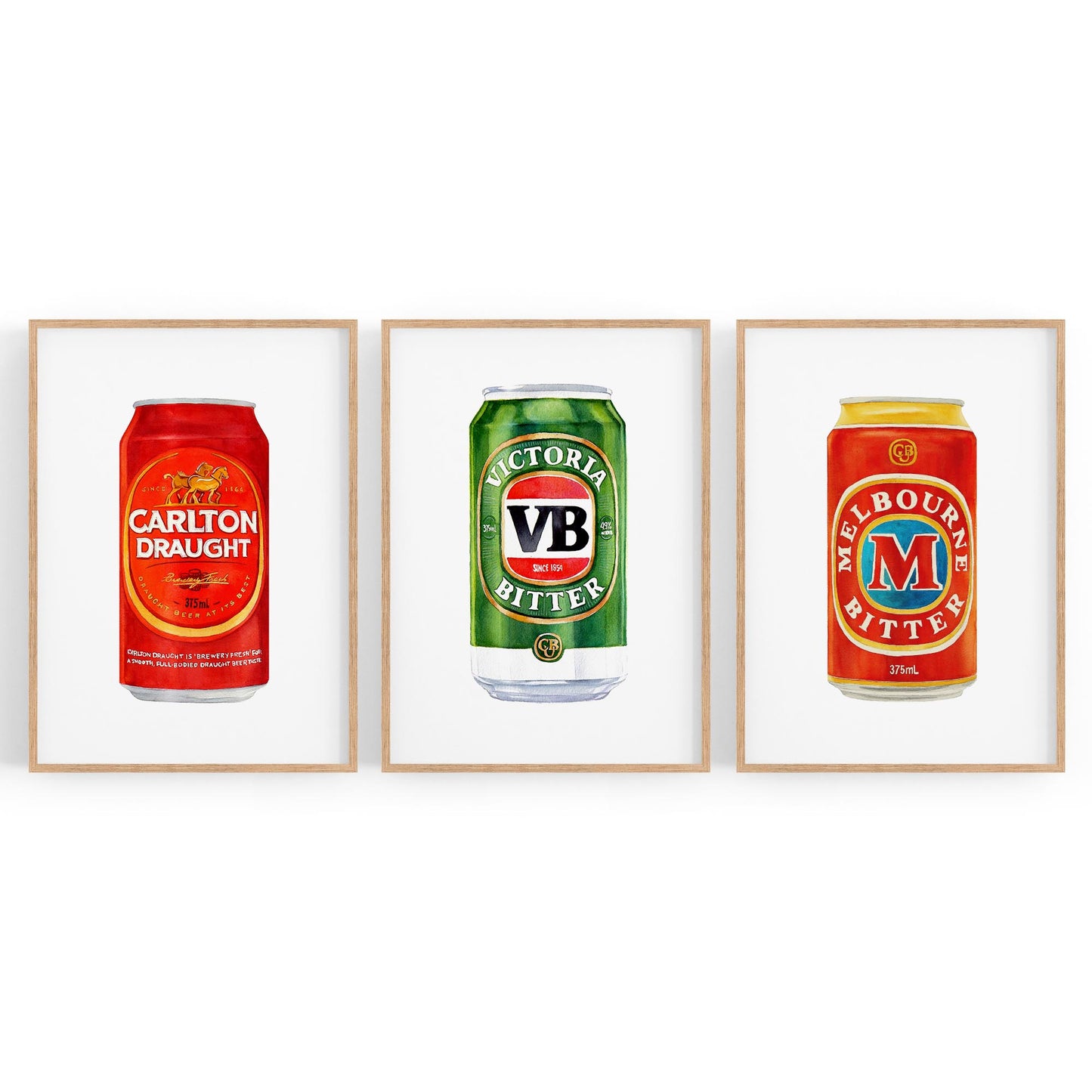 Set of Aussie Beer Tinnie Paintings Shed Wall Art - The Affordable Art Company