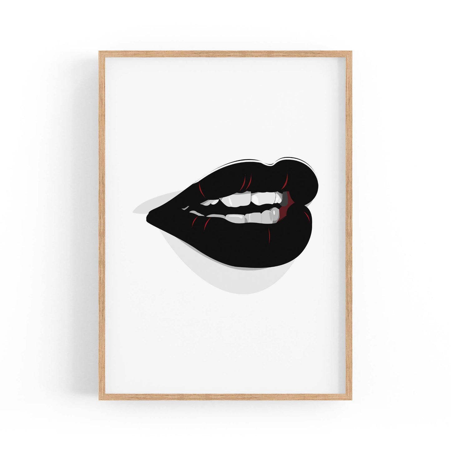 Black Lips Fashion Minimal Girls Bedroom Wall Art - The Affordable Art Company