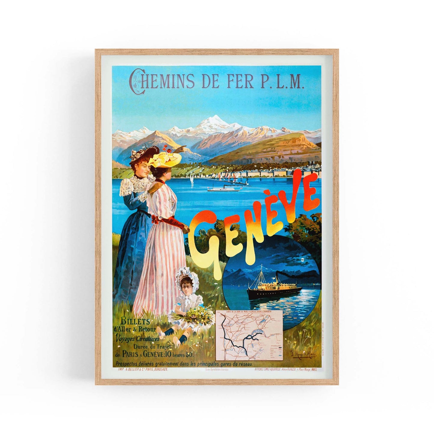 Geneve, Switzerland Vintage Travel Advert Wall Art - The Affordable Art Company