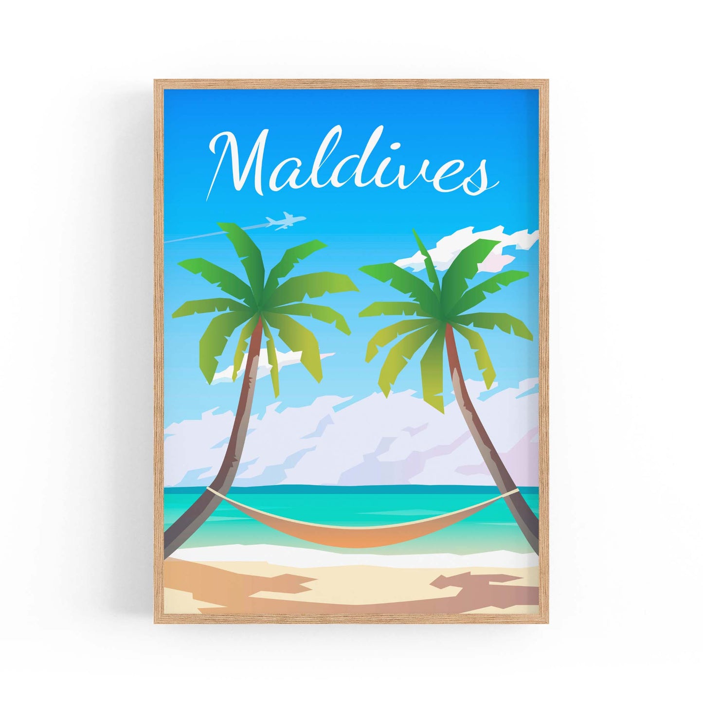 Retro Maldives Tropical Travel Vintage Wall Art - The Affordable Art Company