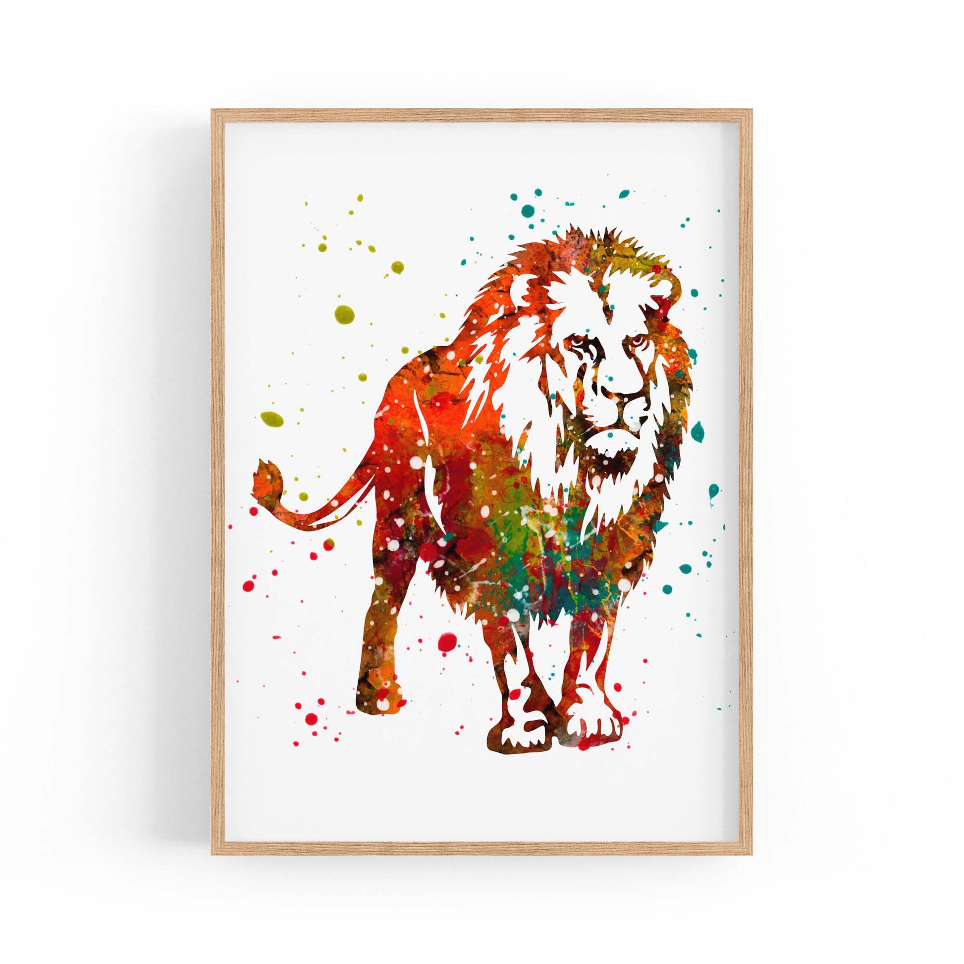 Lion Painting Safari Animal Minimal Wall Art - The Affordable Art Company