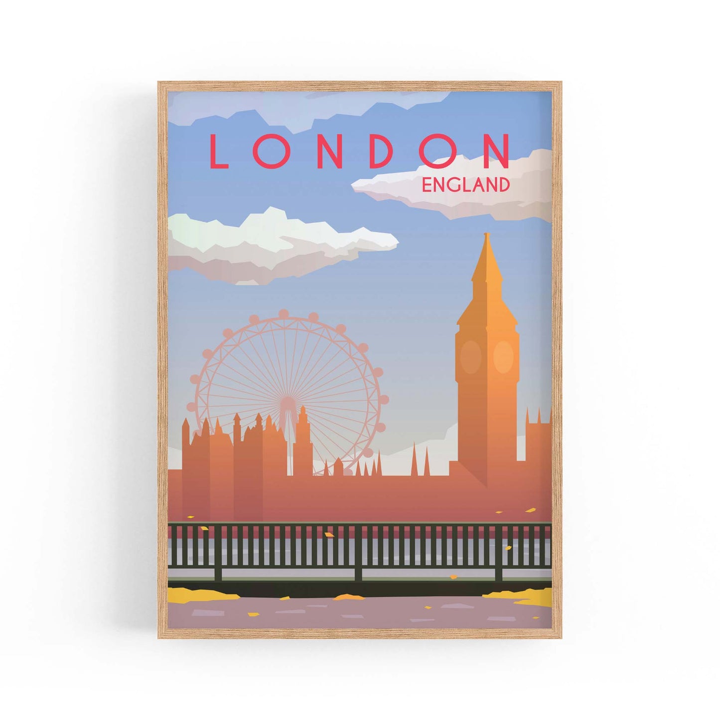 Retro London England UK Travel Vintage Wall Art - The Affordable Art Company