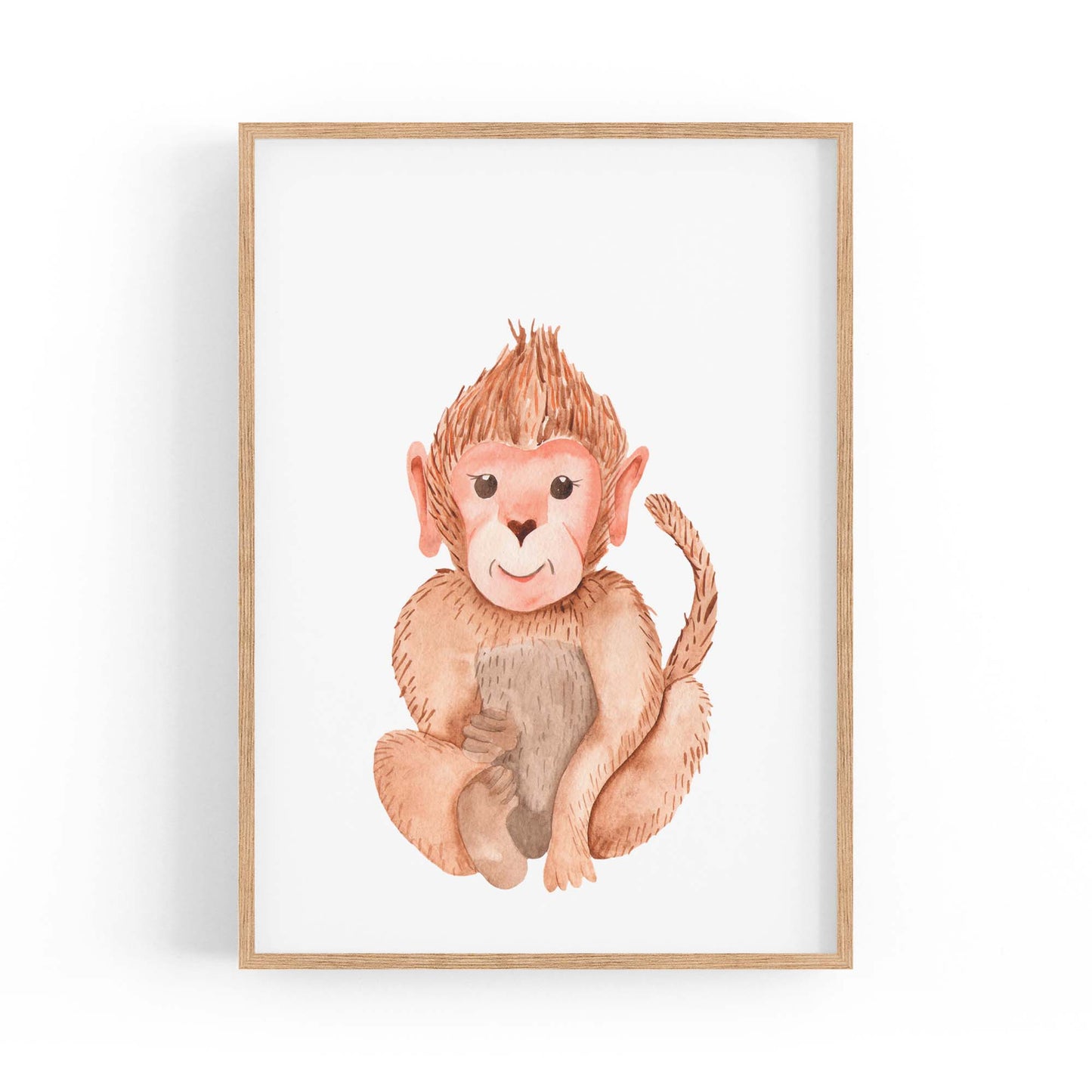 Cartoon Monkey Cute Nursery Baby Animal Art - The Affordable Art Company