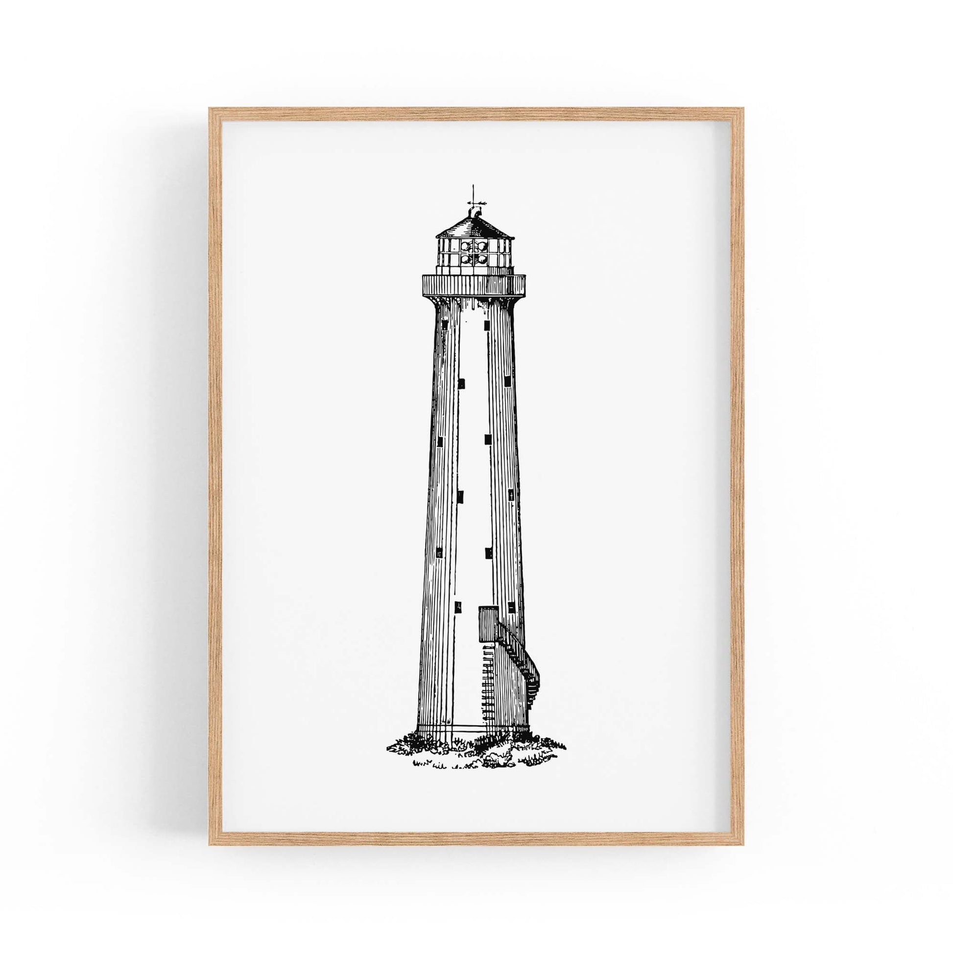 Lighthouse Coastal Drawing Nautical Wall Art - The Affordable Art Company