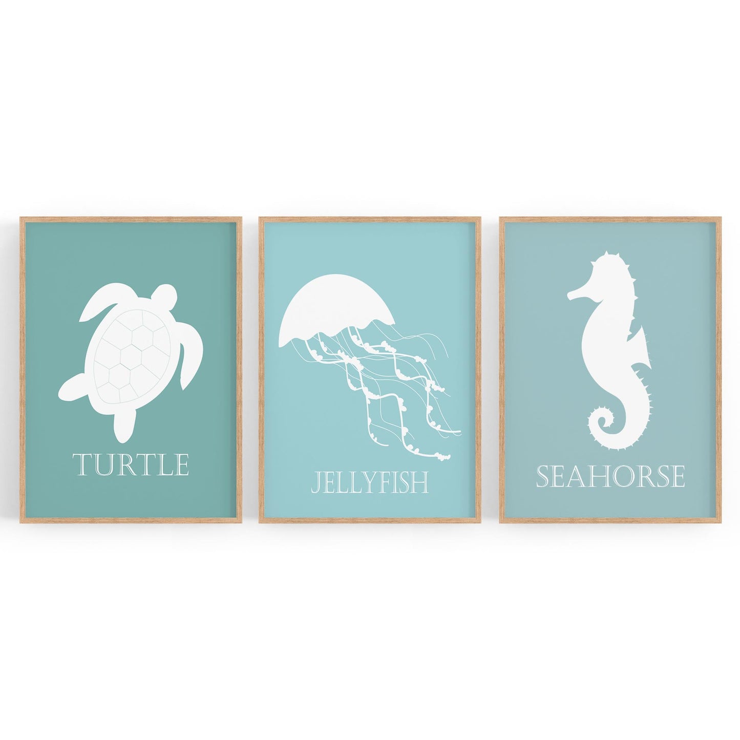 Set of Nursery Sea Life Turtle Seahorse Wall Art - The Affordable Art Company