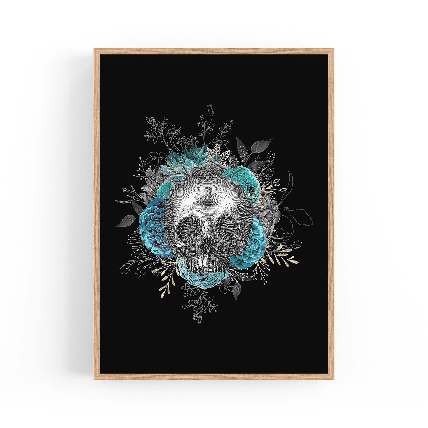 Vintage Skull Black Gothic Fashion Wall Art - The Affordable Art Company
