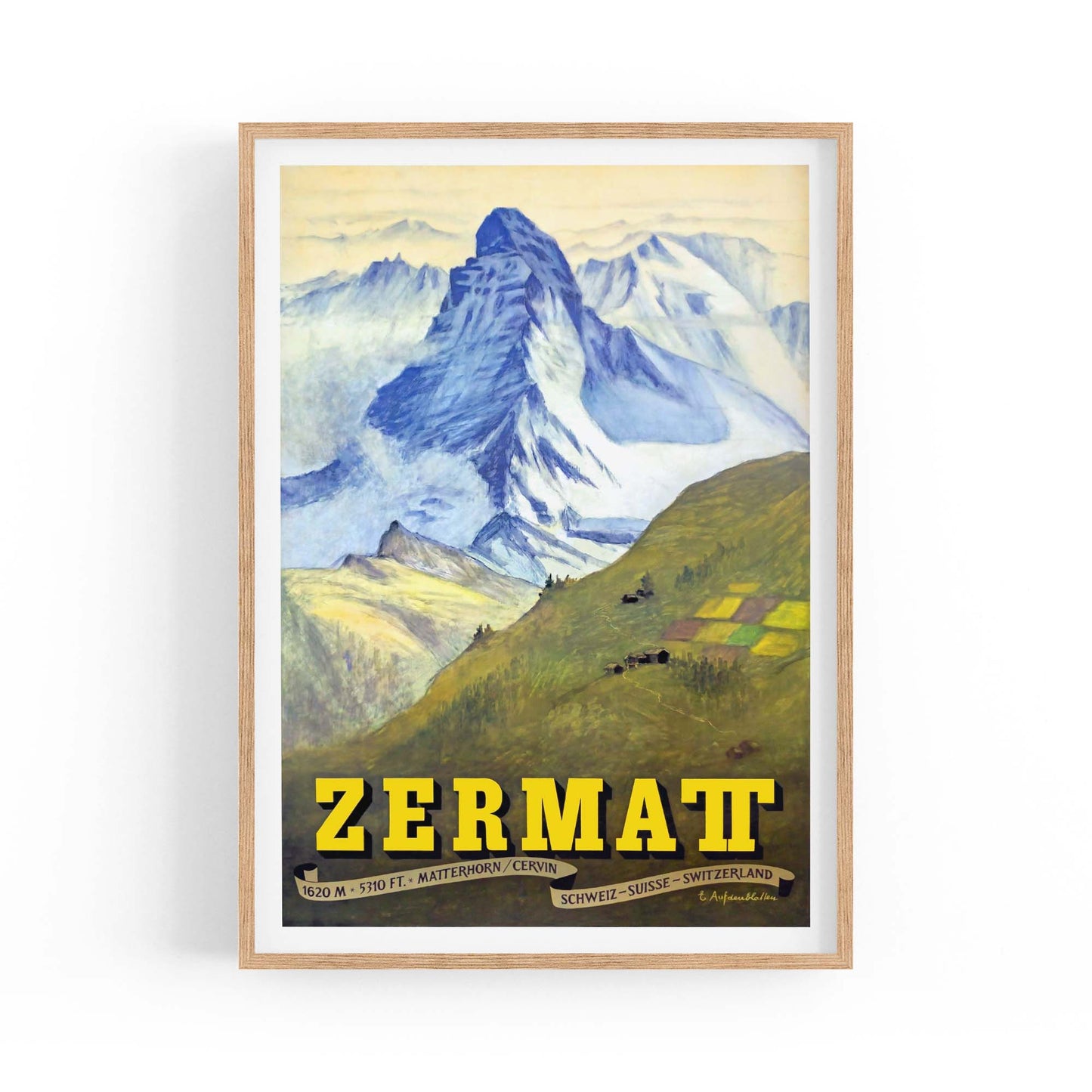 Zermatt Switzerland Vintage Travel Advert Wall Art - The Affordable Art Company