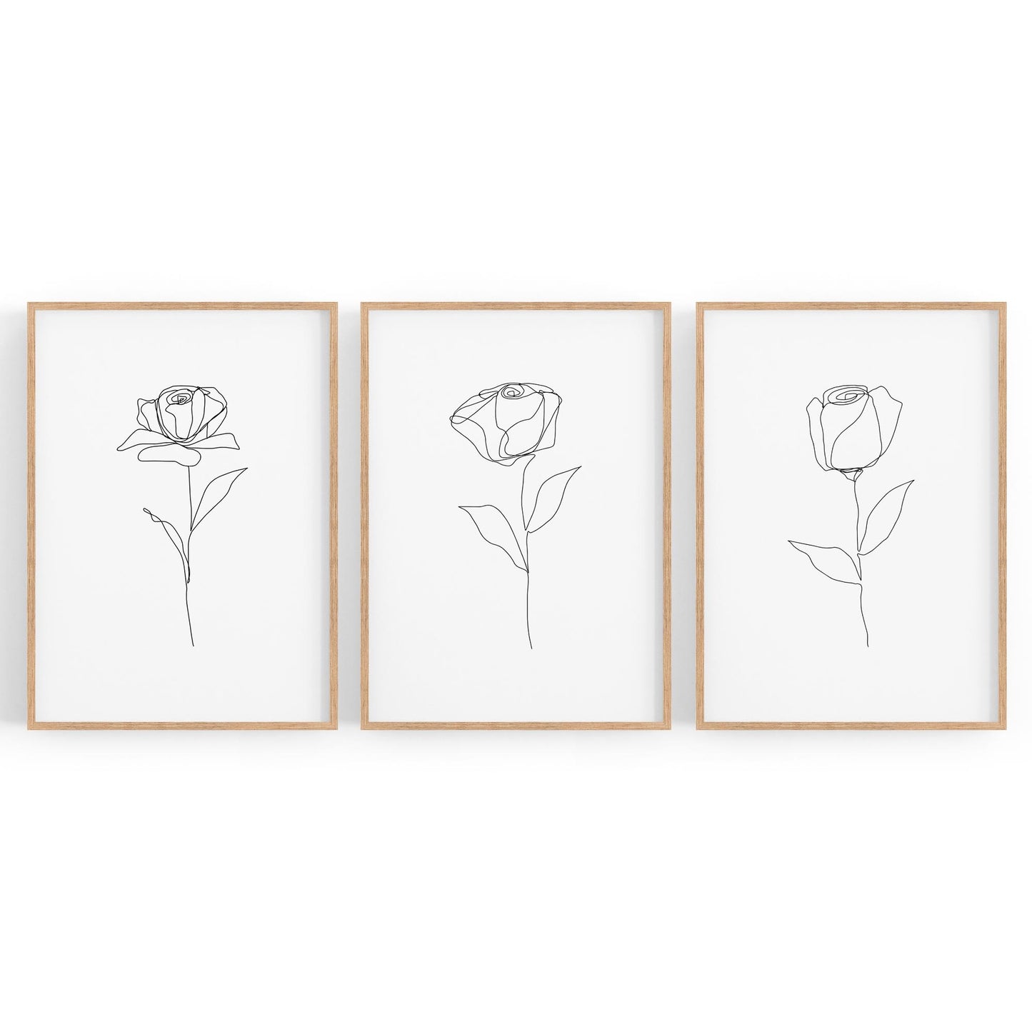 Set of Minimal Flower Line Drawings Wall Art #1 - The Affordable Art Company