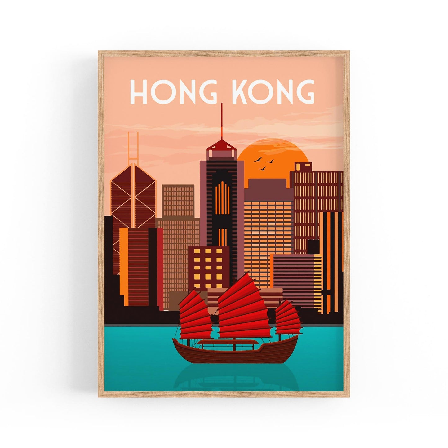Retro Hong Kong Travel Advert Wall Art - Portsby