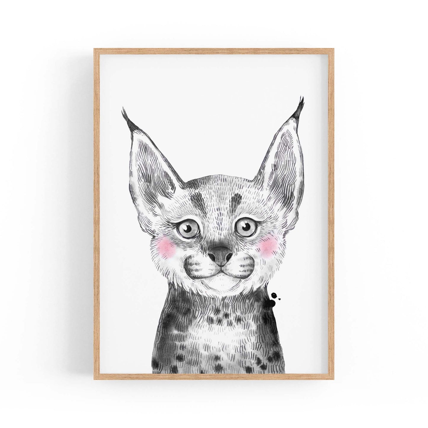 Cute Blushing Baby Bobcat Nursery Animal Wall Art - The Affordable Art Company
