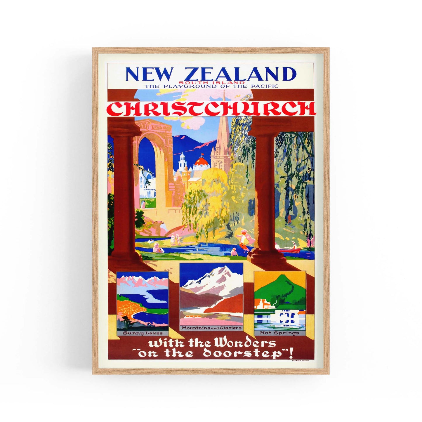 Christchurch, New Zealand Vintage Travel Wall Art - The Affordable Art Company