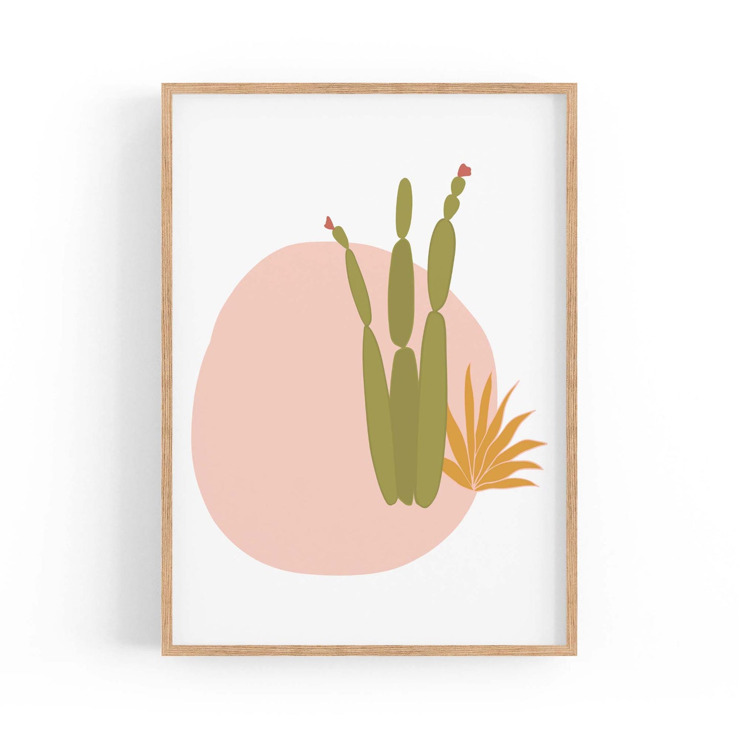 Retro Minimal Abstract Green Cactus Wall Art #1 - The Affordable Art Company