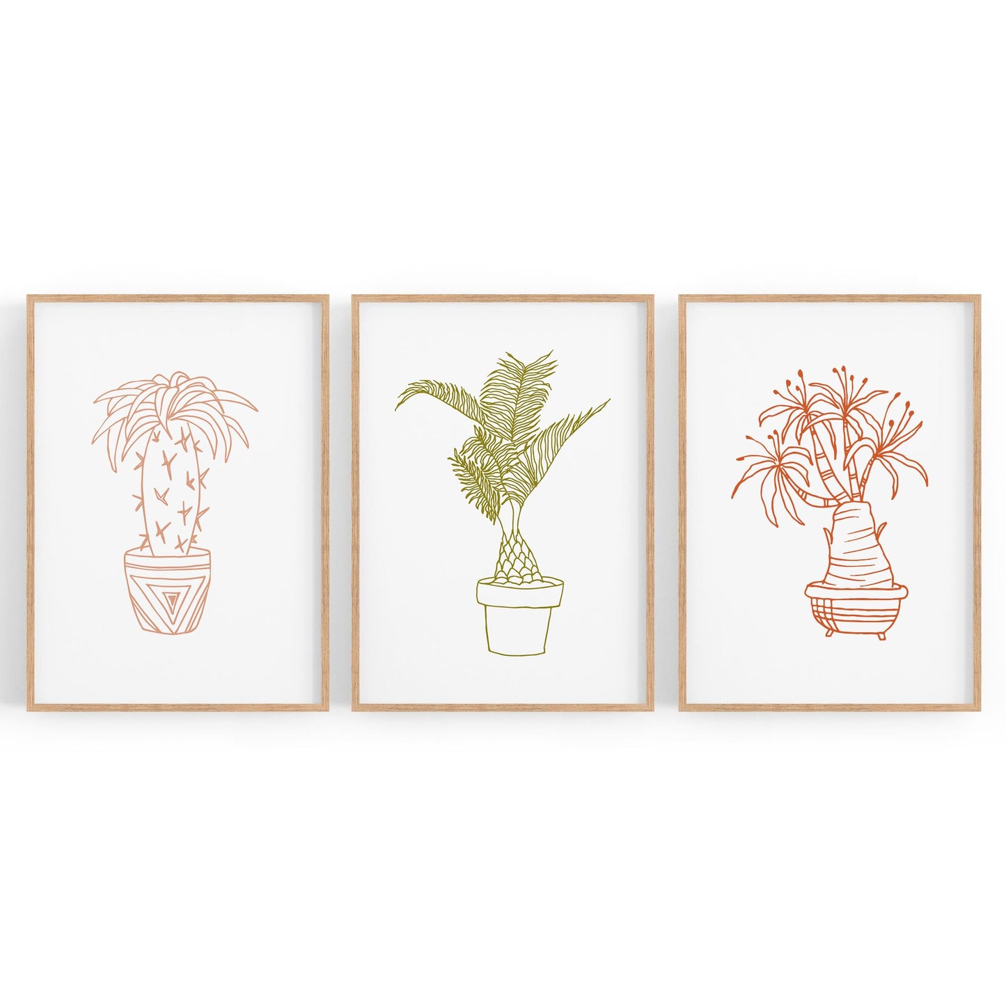 Set of Abstract Plants Kitchen Hallway Wall Art - The Affordable Art Company