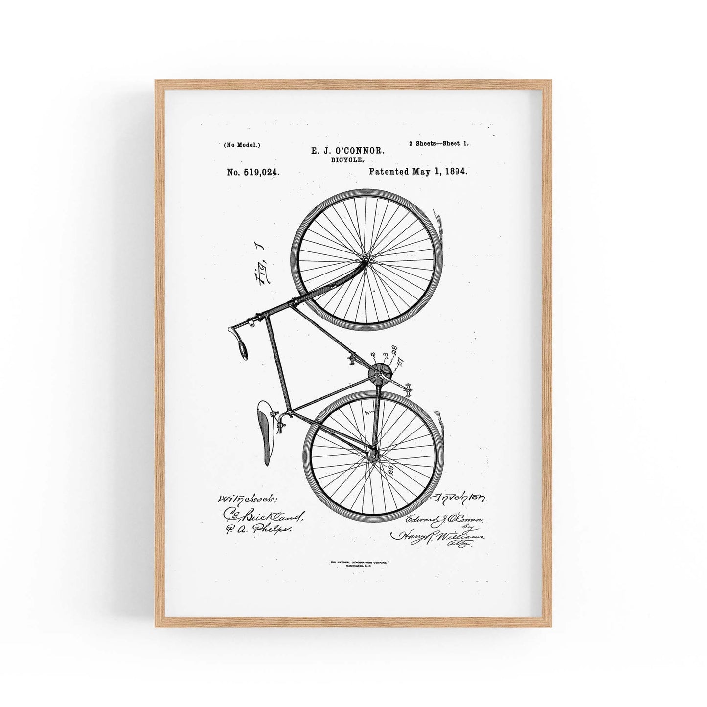 Vintage Bicycle Patent Cycling Cyclist Gift Wall Art #2 - The Affordable Art Company