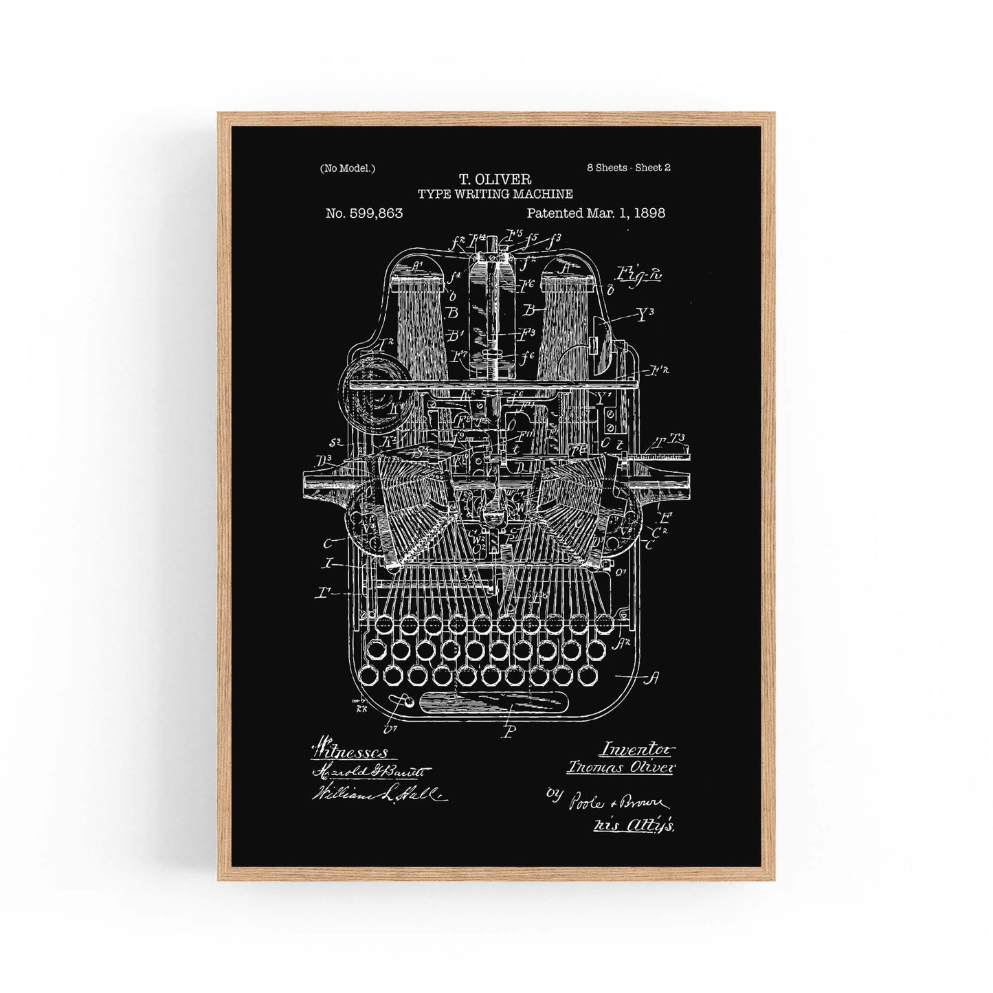 Vintage Typewriter Black Patent Wall Art #1 - The Affordable Art Company
