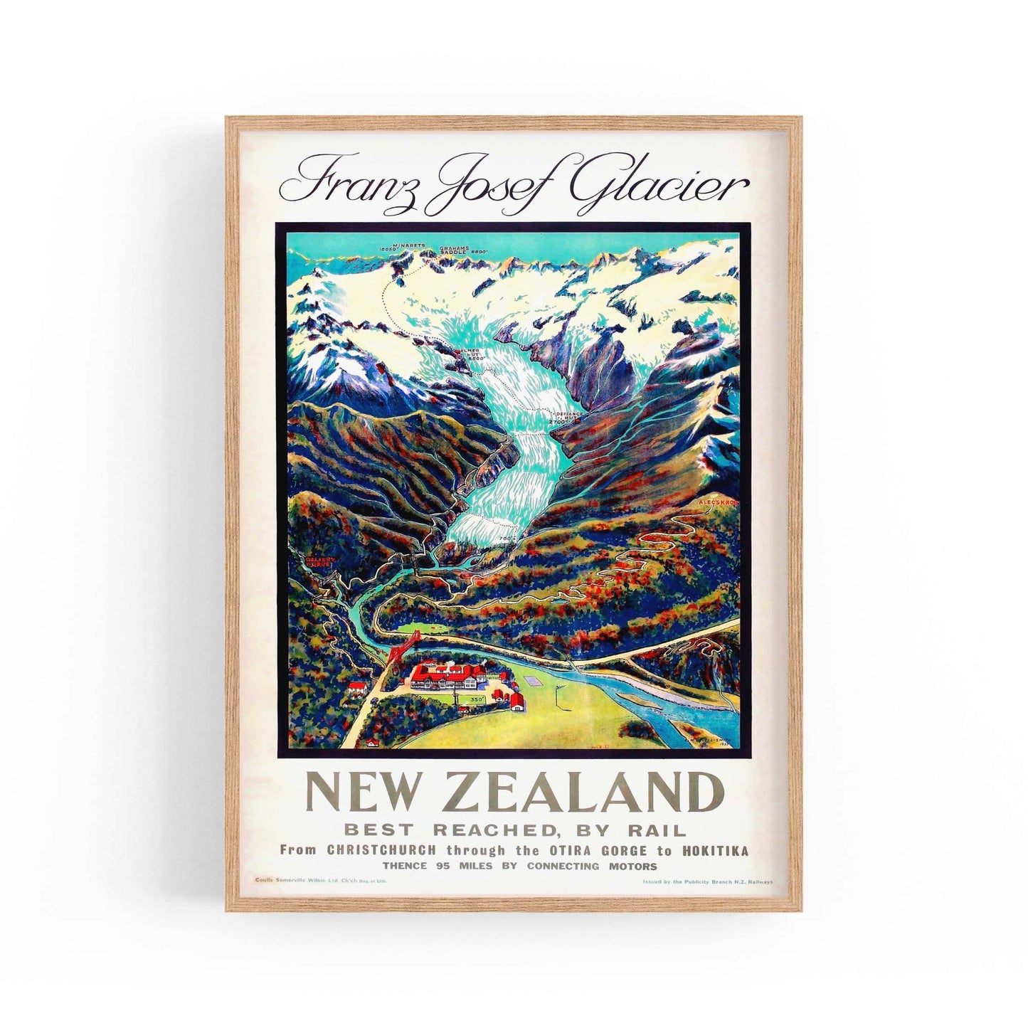 Franz Josef Glacier, New Zealand Vintage Wall Art - The Affordable Art Company