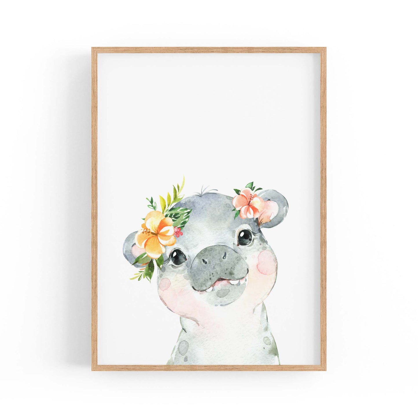 Cute Baby Hippo Nursery Animal Gift Wall Art #2 - The Affordable Art Company