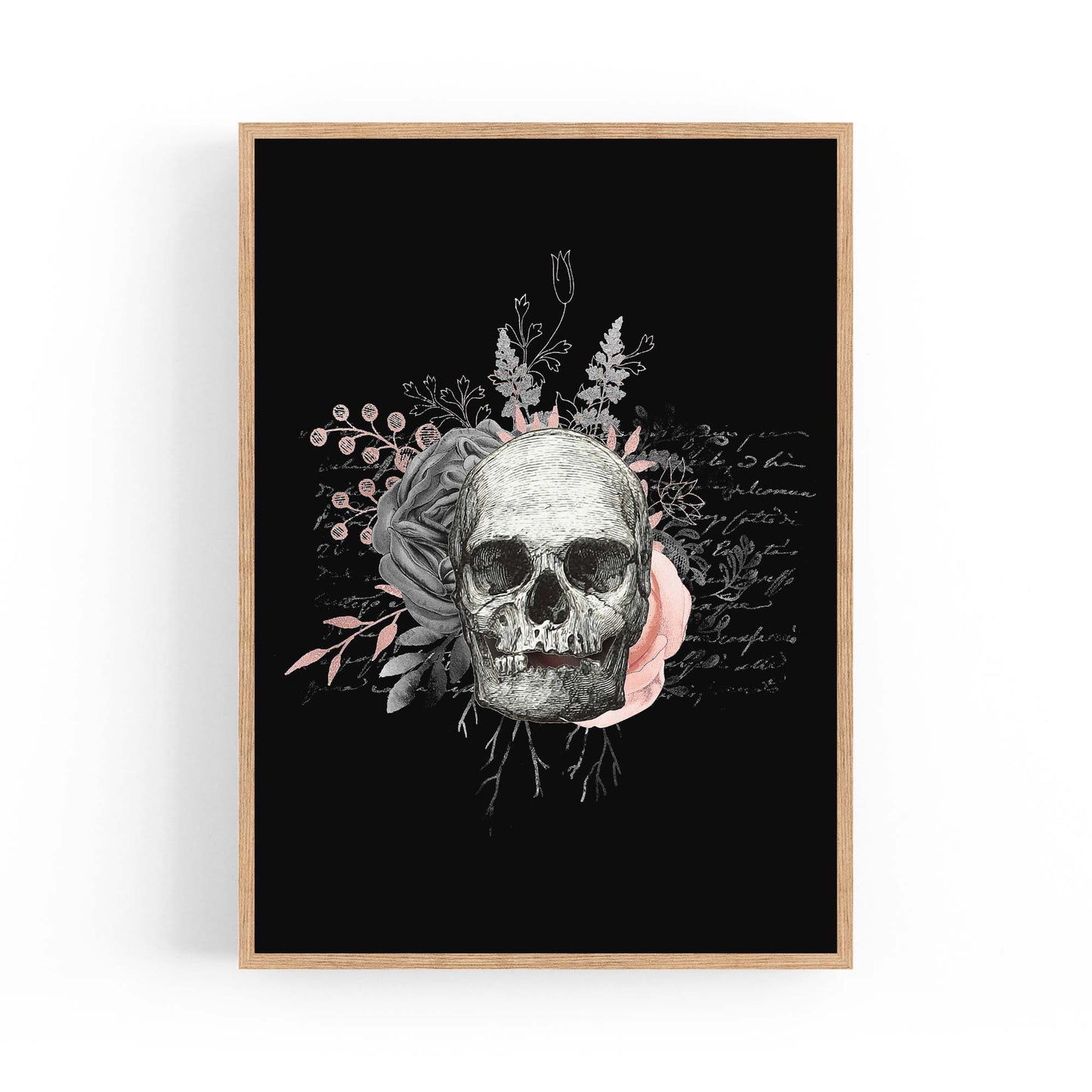 Pink Floral Skull Fashion Girls Bedroom Wall Art #2 - The Affordable Art Company