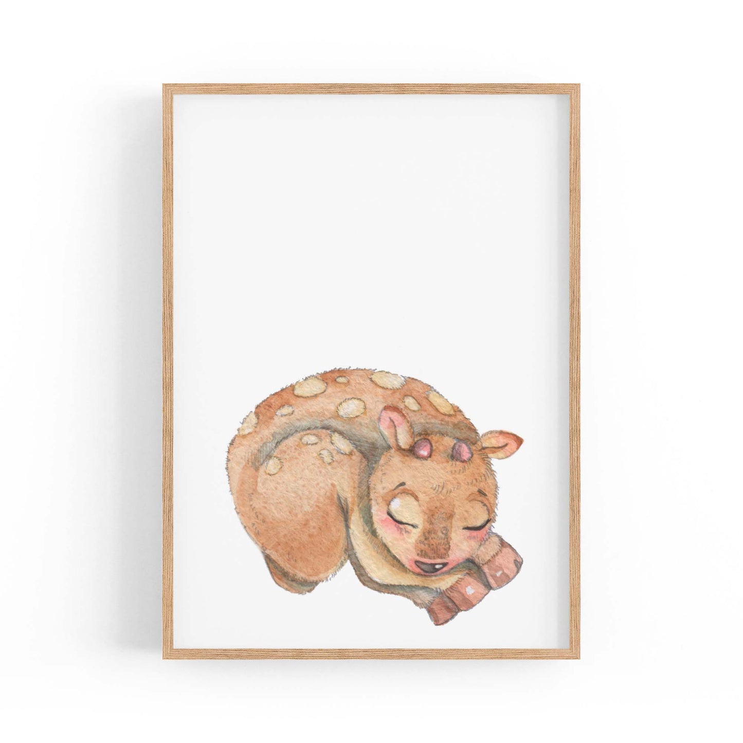 Cute Sleeping Deer Cartoon Animal Nursery Wall Art - The Affordable Art Company