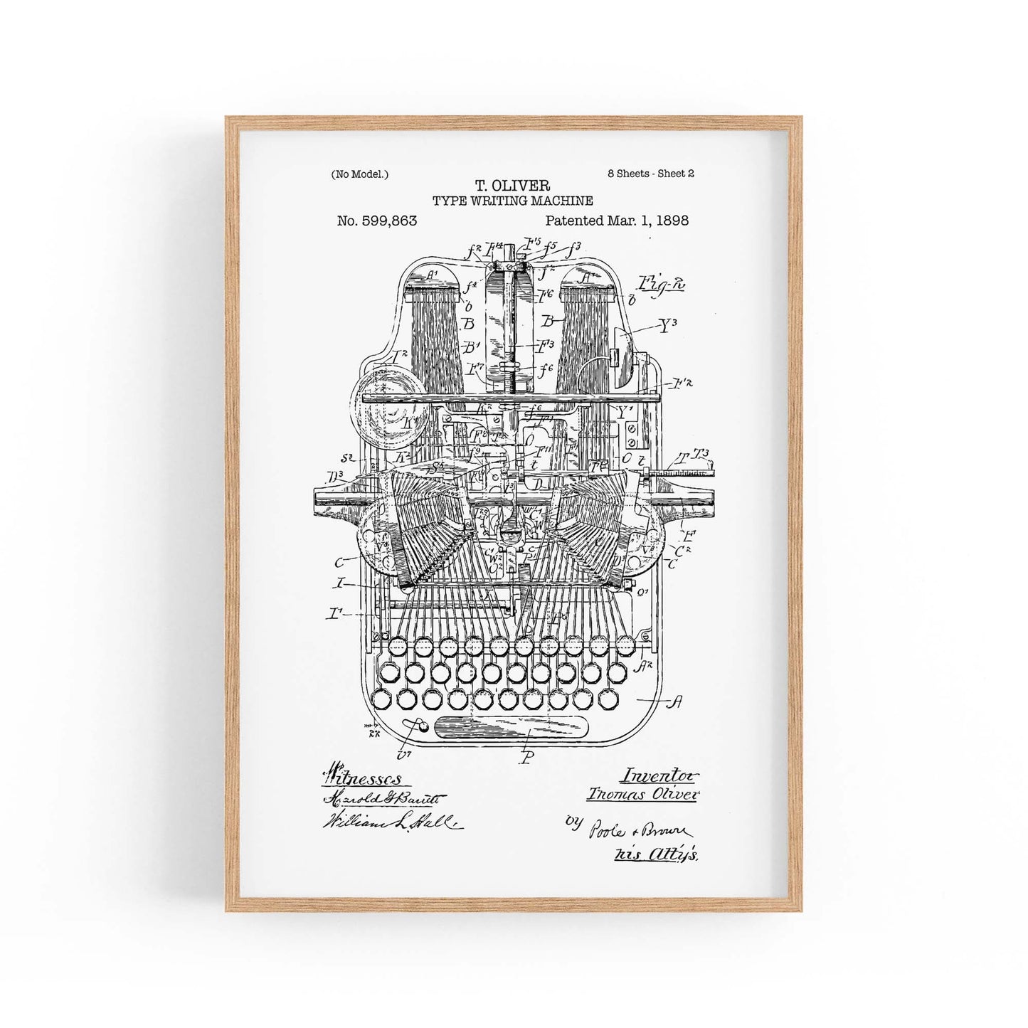 Vintage Typewriter White Patent Wall Art #1 - The Affordable Art Company