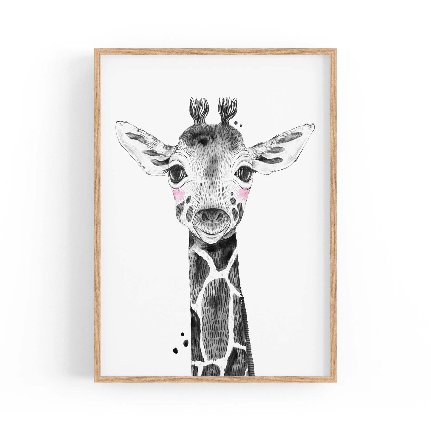 Cute Blushing Baby Giraffe Nursery Animal Wall Art - The Affordable Art Company