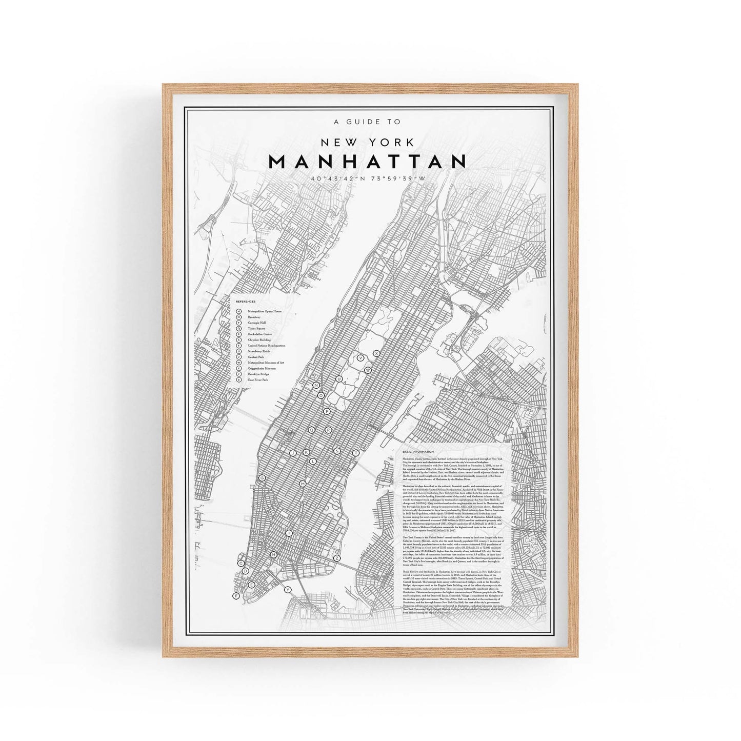 Minimal Manhattan Detailed Map New York Wall Art - The Affordable Art Company