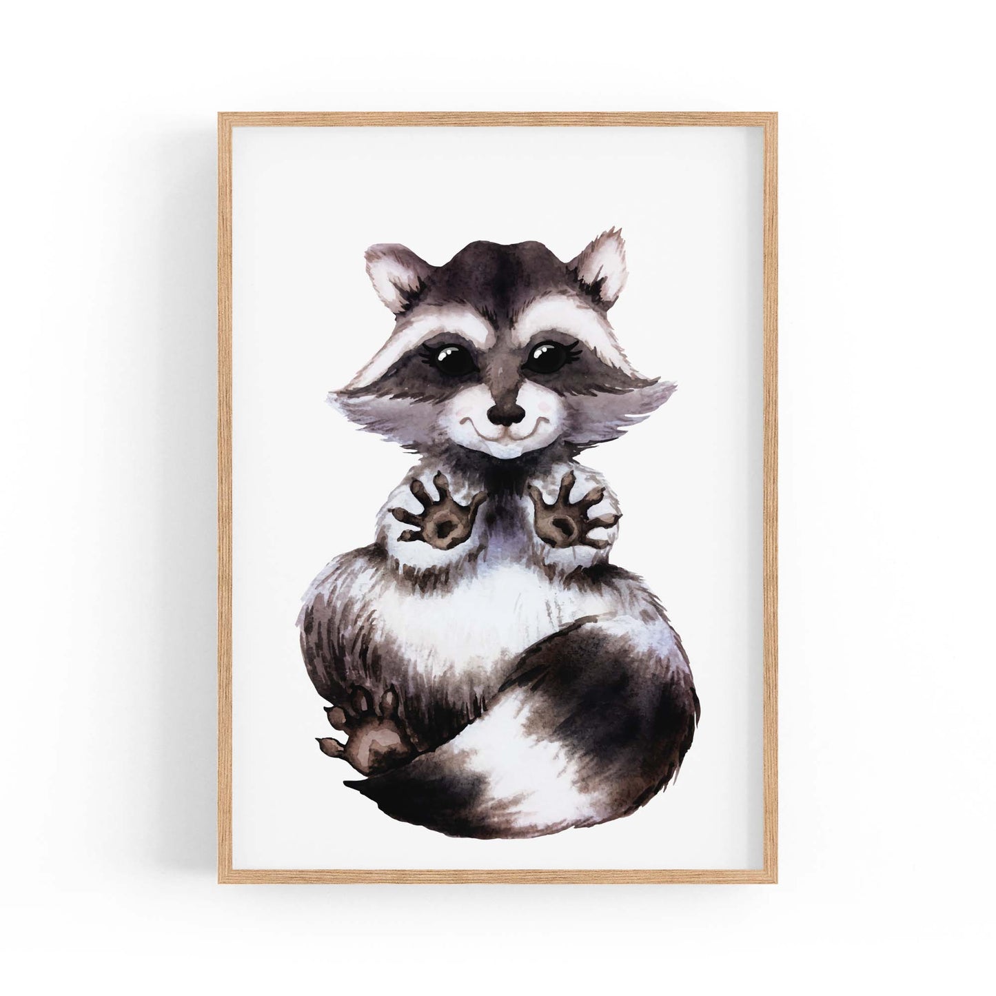 Cartoon Raccoon Cute Nursery Baby Animal Art - The Affordable Art Company