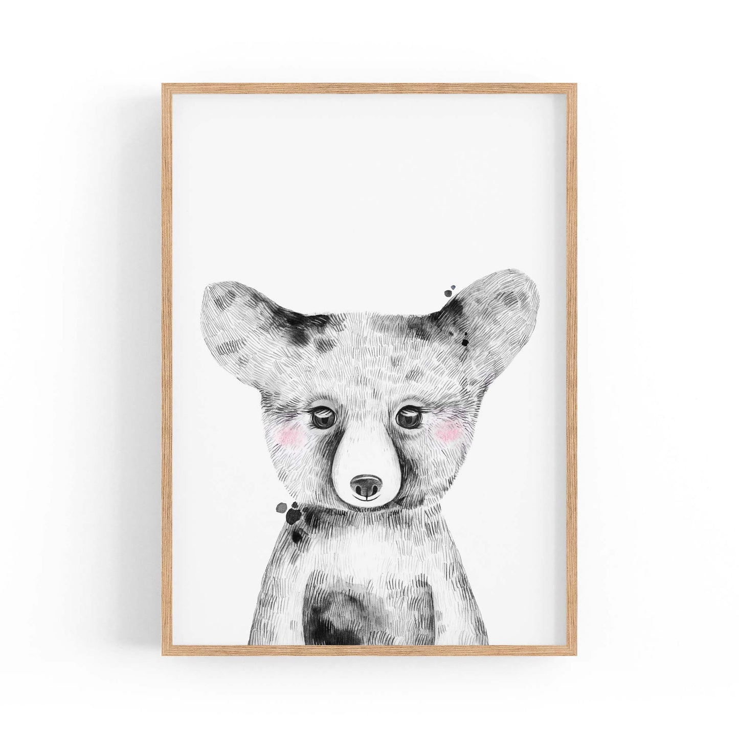 Cute Blushing Baby Bear Nursery Animal Wall Art - The Affordable Art Company