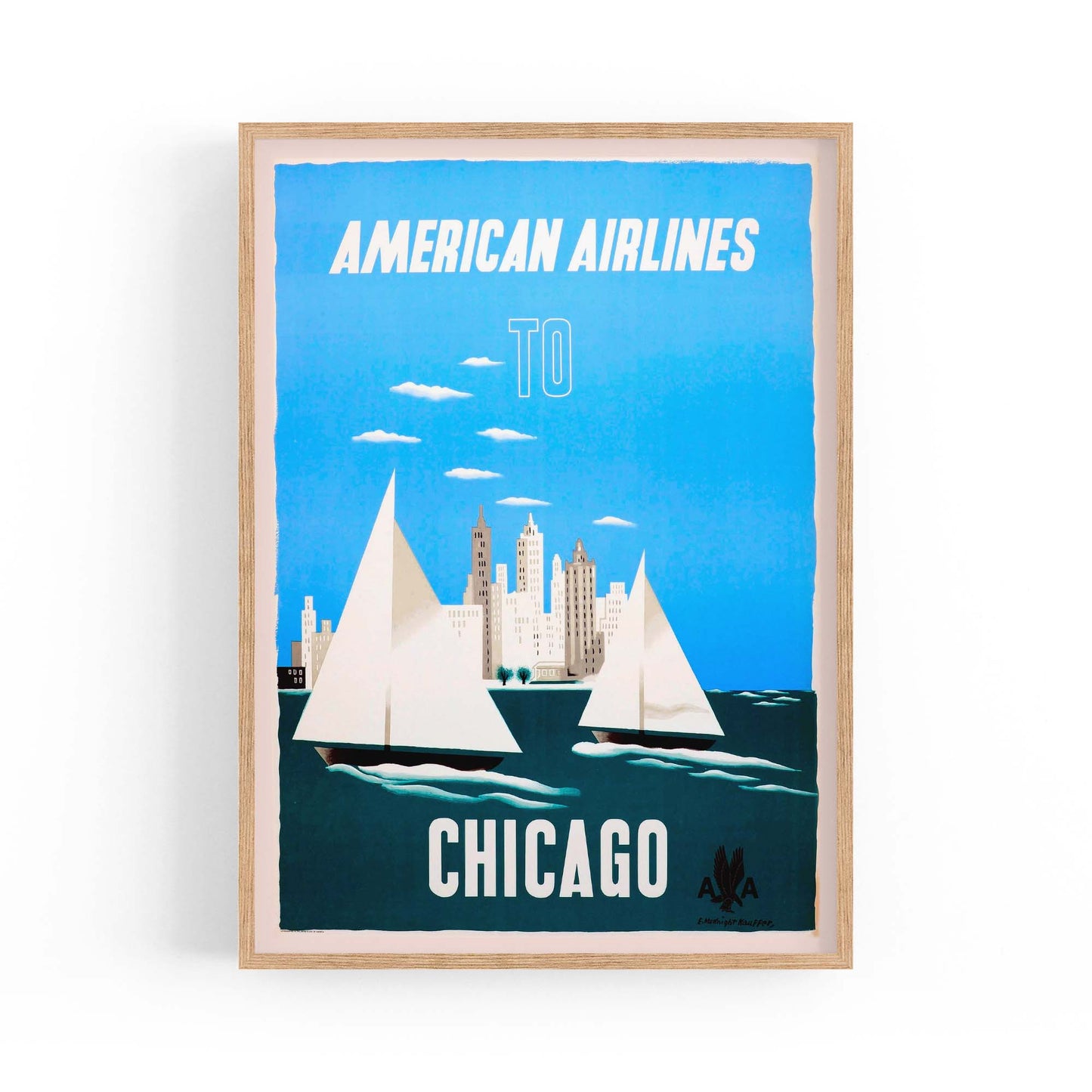 American Airlines - Chicago Vintage Travel Wall Art - The Affordable Art Company