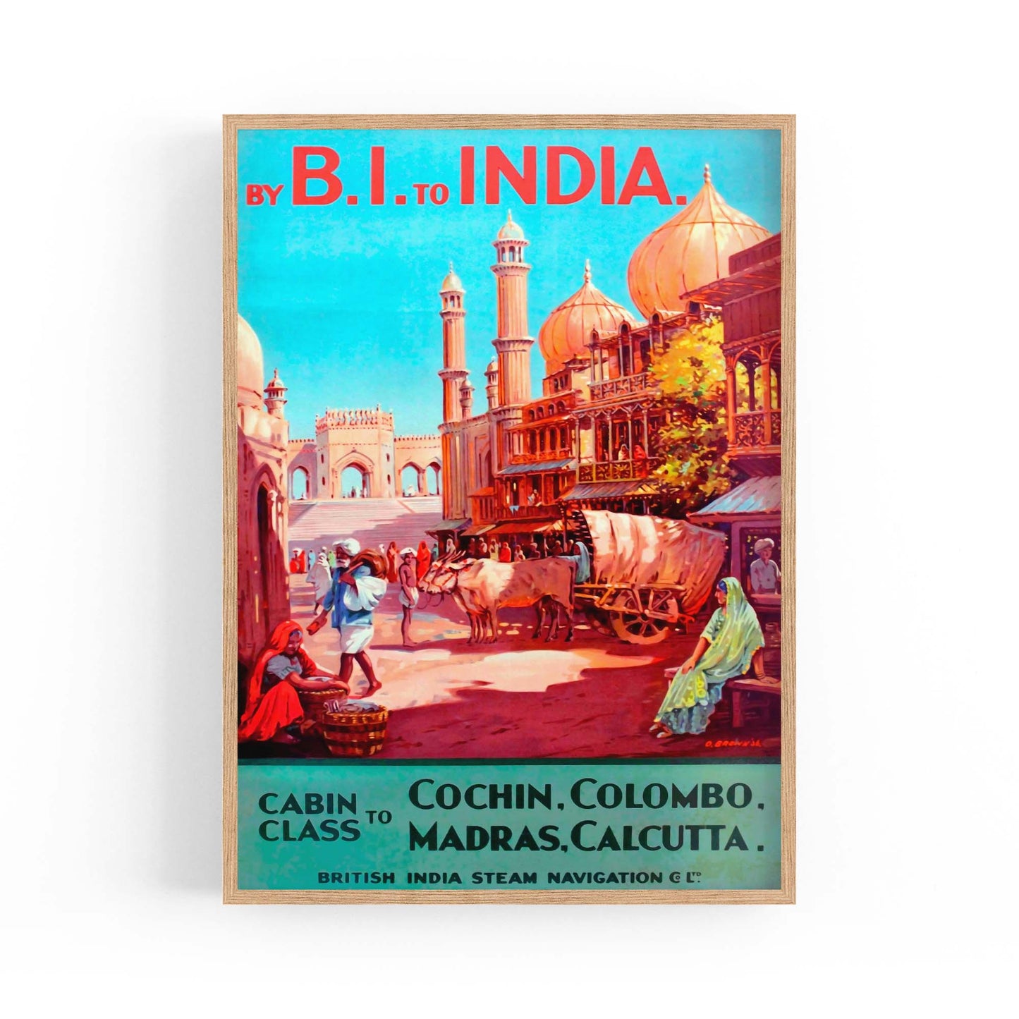 BI to India Vintage Travel Advert Wall Art - The Affordable Art Company