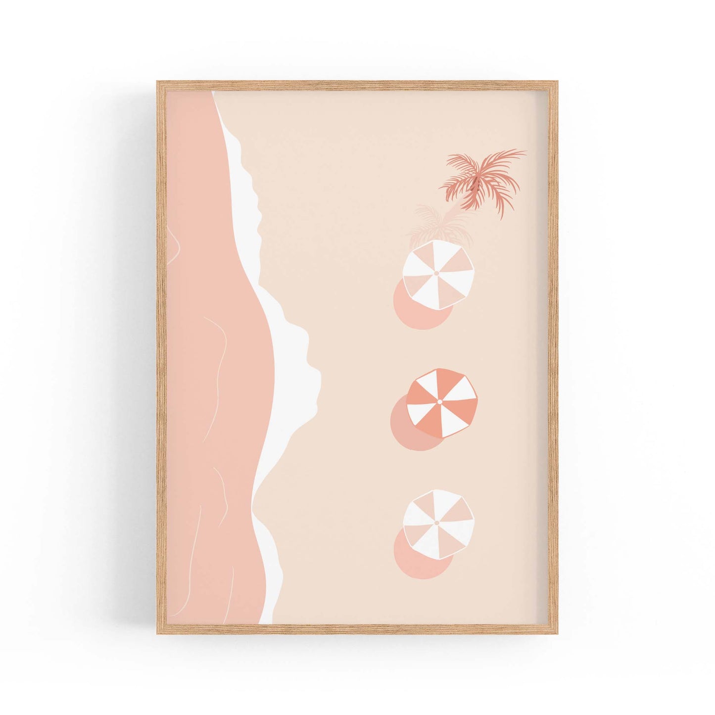 Minimal Beach Coastal Pink & Pastel Retro Wall Art - The Affordable Art Company