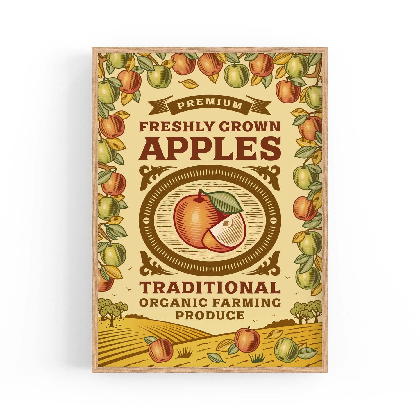 Vintage Apples Advert Farmhouse Kitchen Wall Art - The Affordable Art Company
