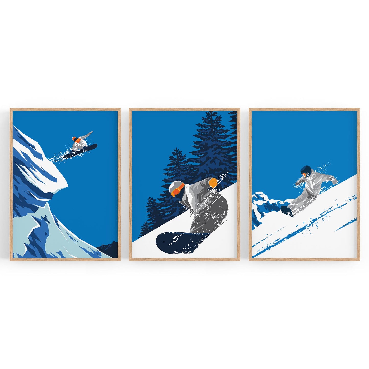 Set of Retro Snowboard Snow Ski Winter Wall Art - The Affordable Art Company