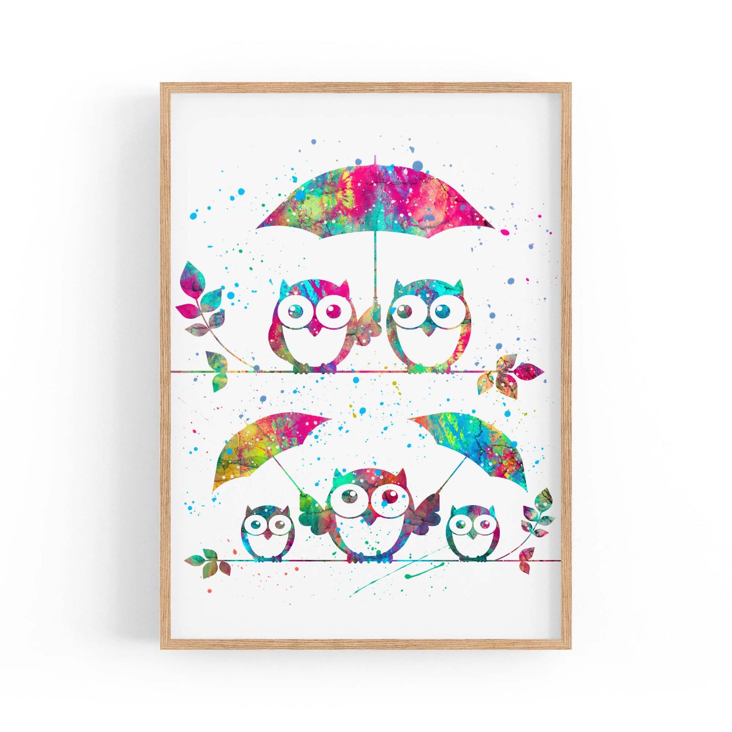 Owl Painting Portrait Minimal Black Wall Art #2 - The Affordable Art Company
