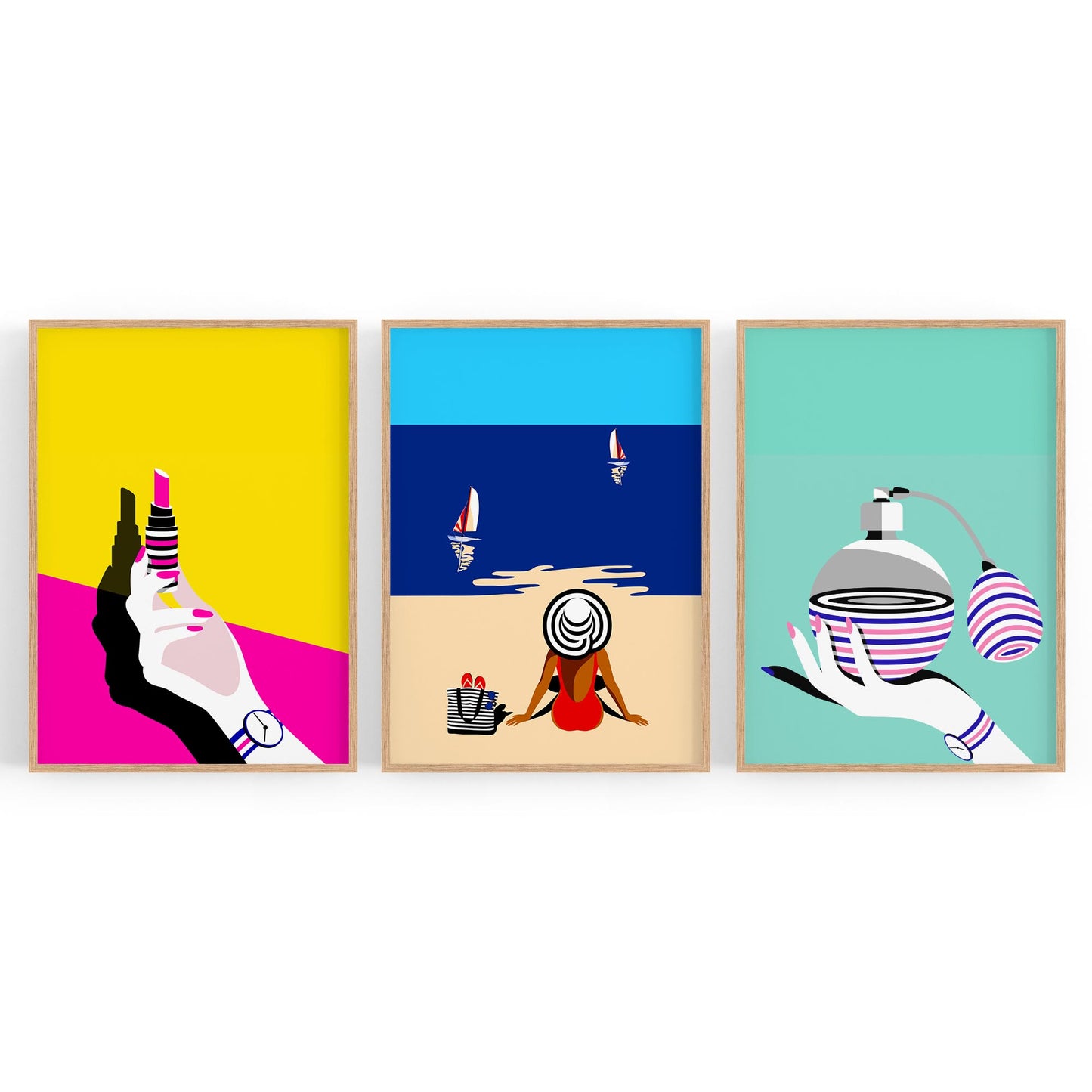 Set of Retro Fashion Girls Bedroom Wall Art - The Affordable Art Company