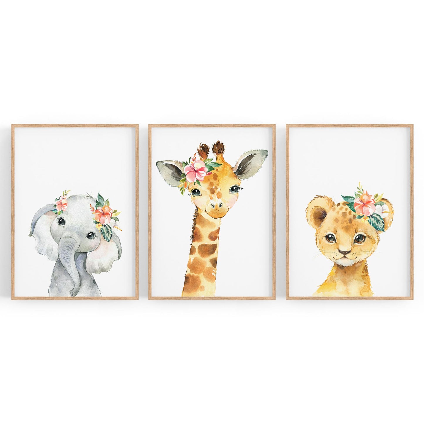 Set of Cute Baby Safari Animals Nursery Wall Art #3 - The Affordable Art Company