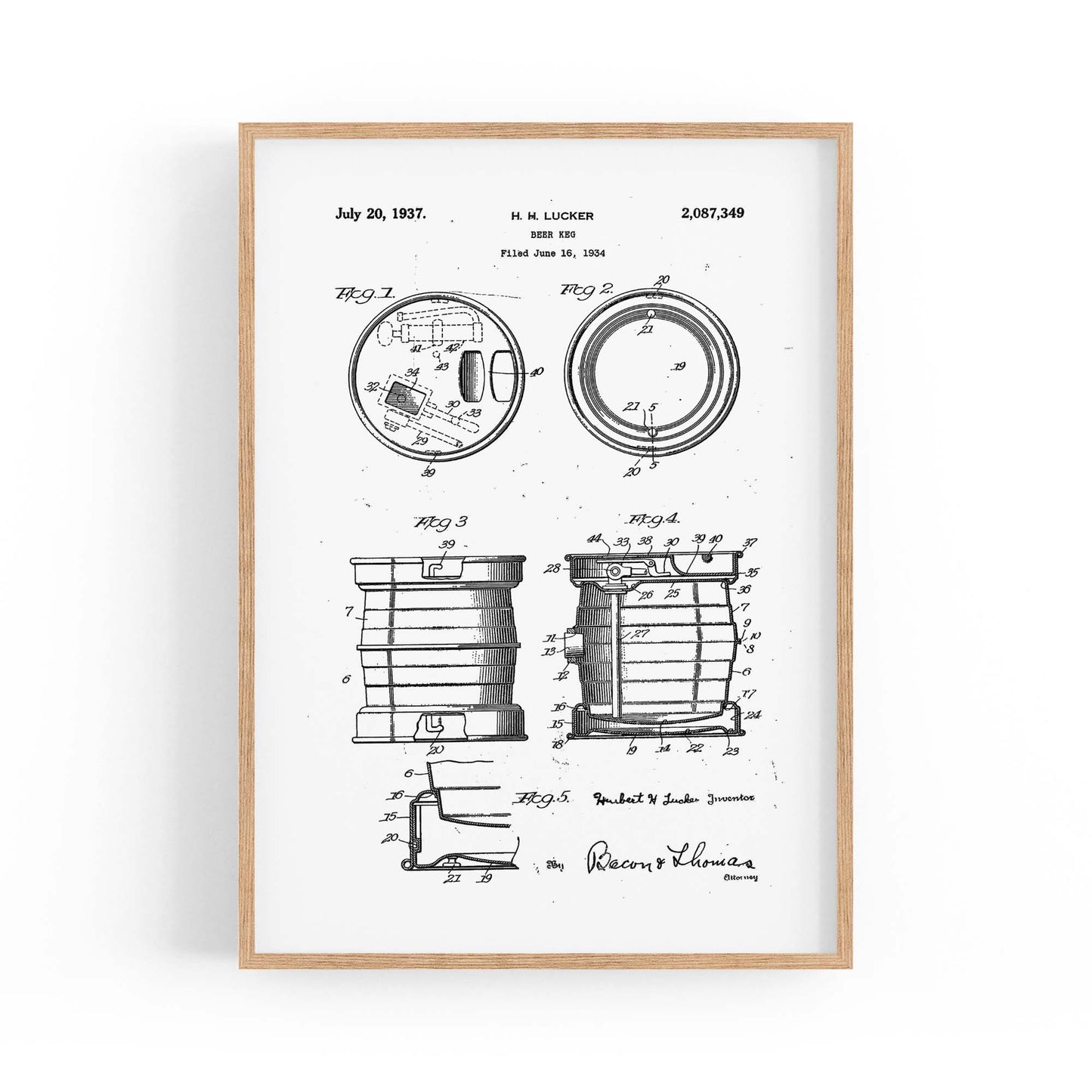 Vintage Beer Keg Patent Man Cave Gift Wall Art #2 - The Affordable Art Company