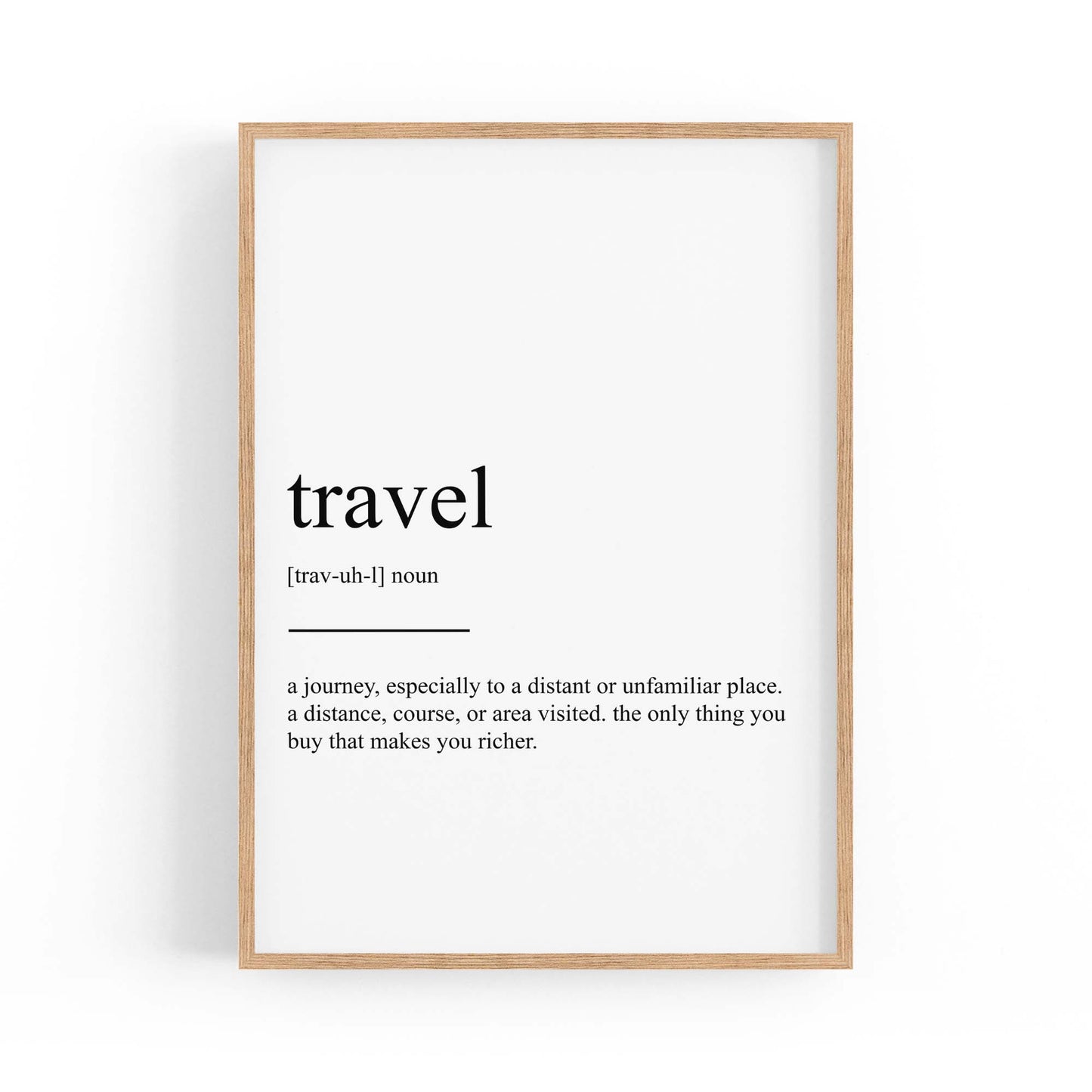 Travel Definition Inspirational Quote Wall Art - The Affordable Art Company