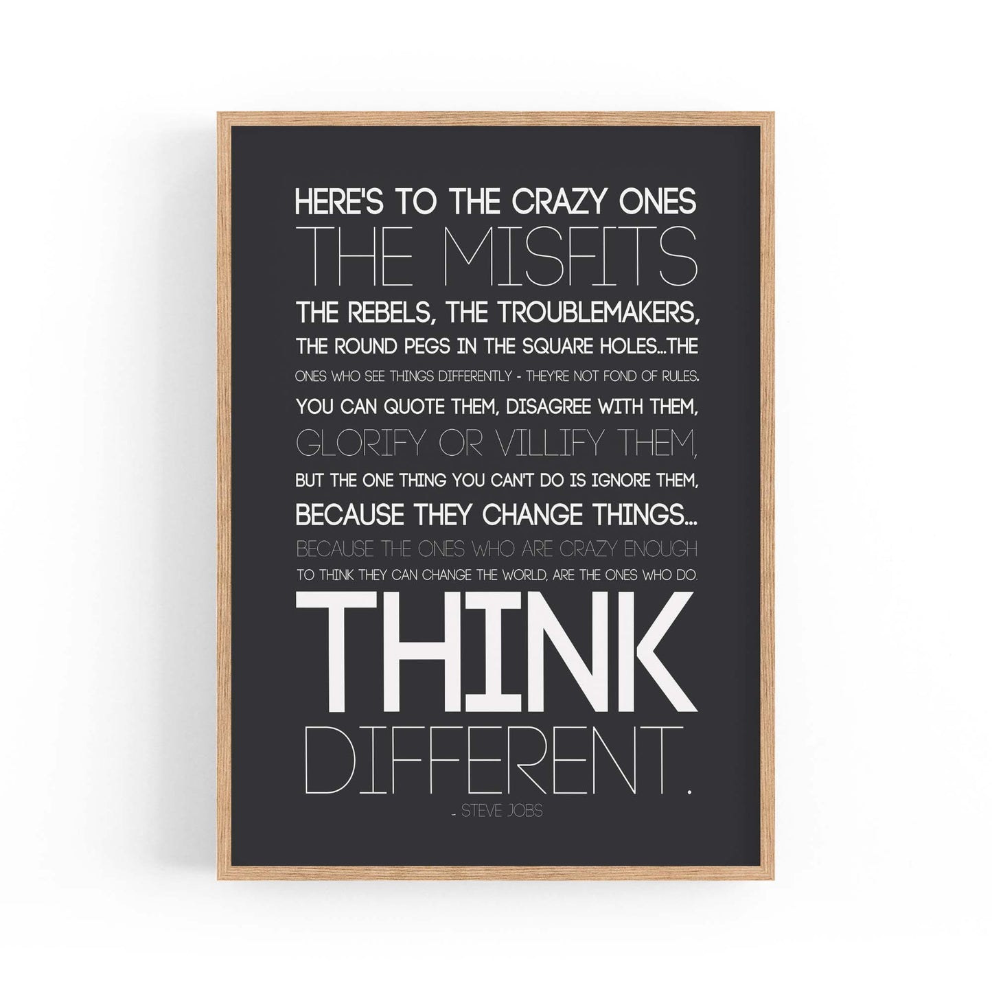 "Think Different" Steve Jobs Office Quote Wall Art - The Affordable Art Company